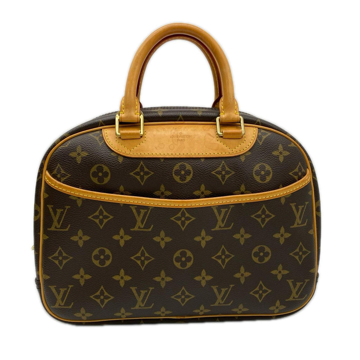 Louis Vuitton Monogram Beige Brown Coated Canvas Leather Handbag (Pre-Owned)