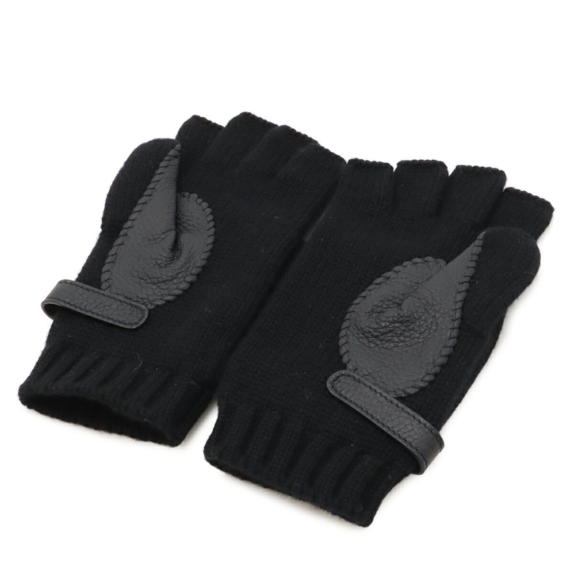 Hermes Sellier Black Cashmere Warm Gloves (Pre-Owned)