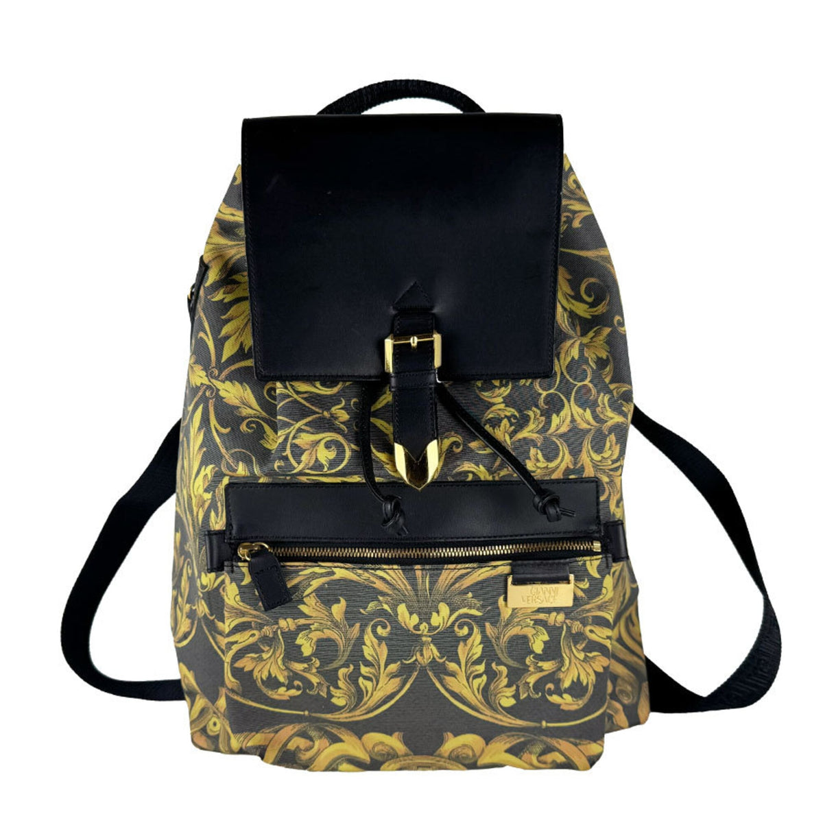 Versace Black Gold Pvc Backpack (Pre-Owned)