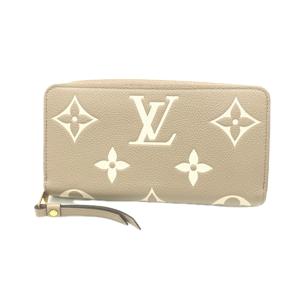 Louis Vuitton Beige Cream Leather Long Wallet (Bi-Fold) (Pre-Owned)