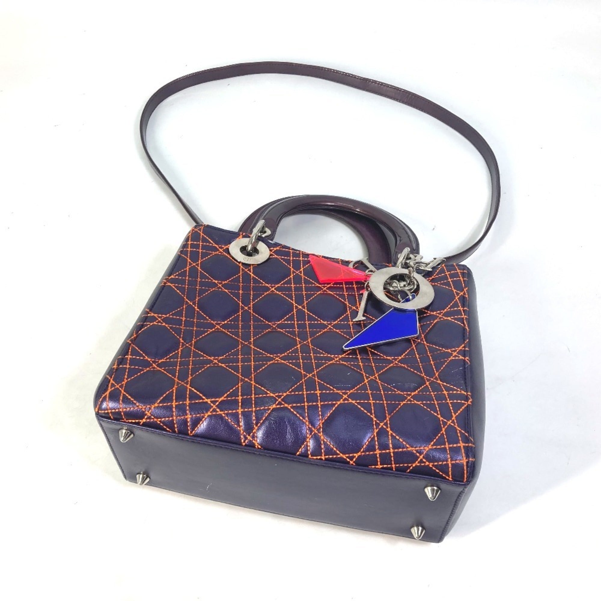 Christian Dior Orange Purple Leather Handbag Shoulder Bag (Pre-Owned)