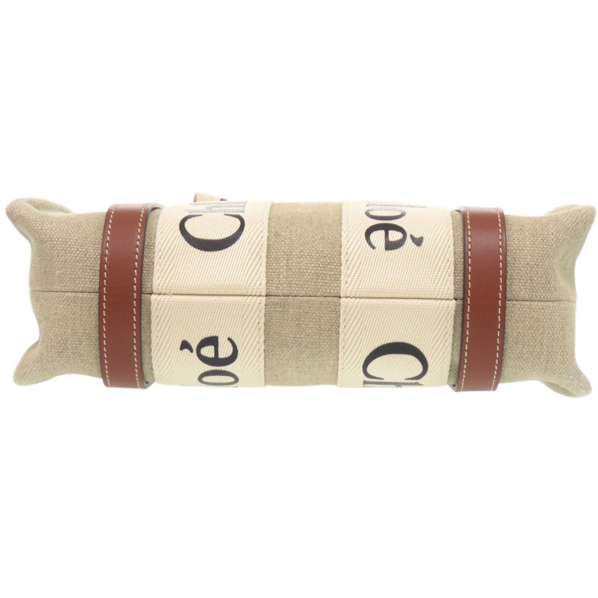 Chloé Beige Leather Cotton Handbag Tote Bag (Pre-Owned)