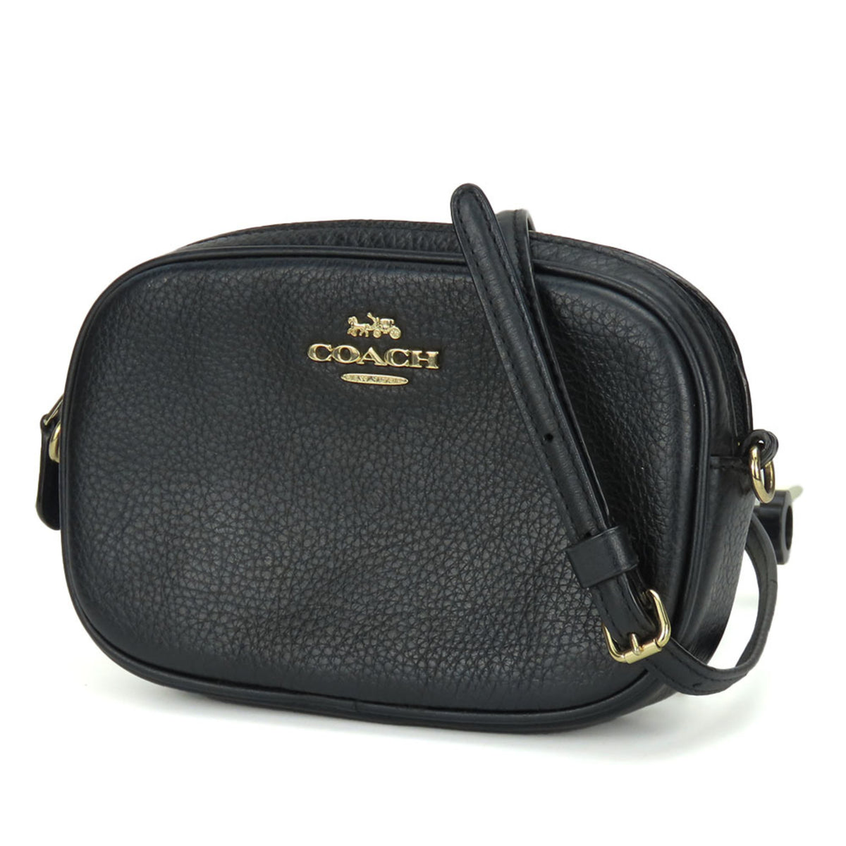 Coach Black Leather Pochette Shoulder Bag (Pre-Owned)