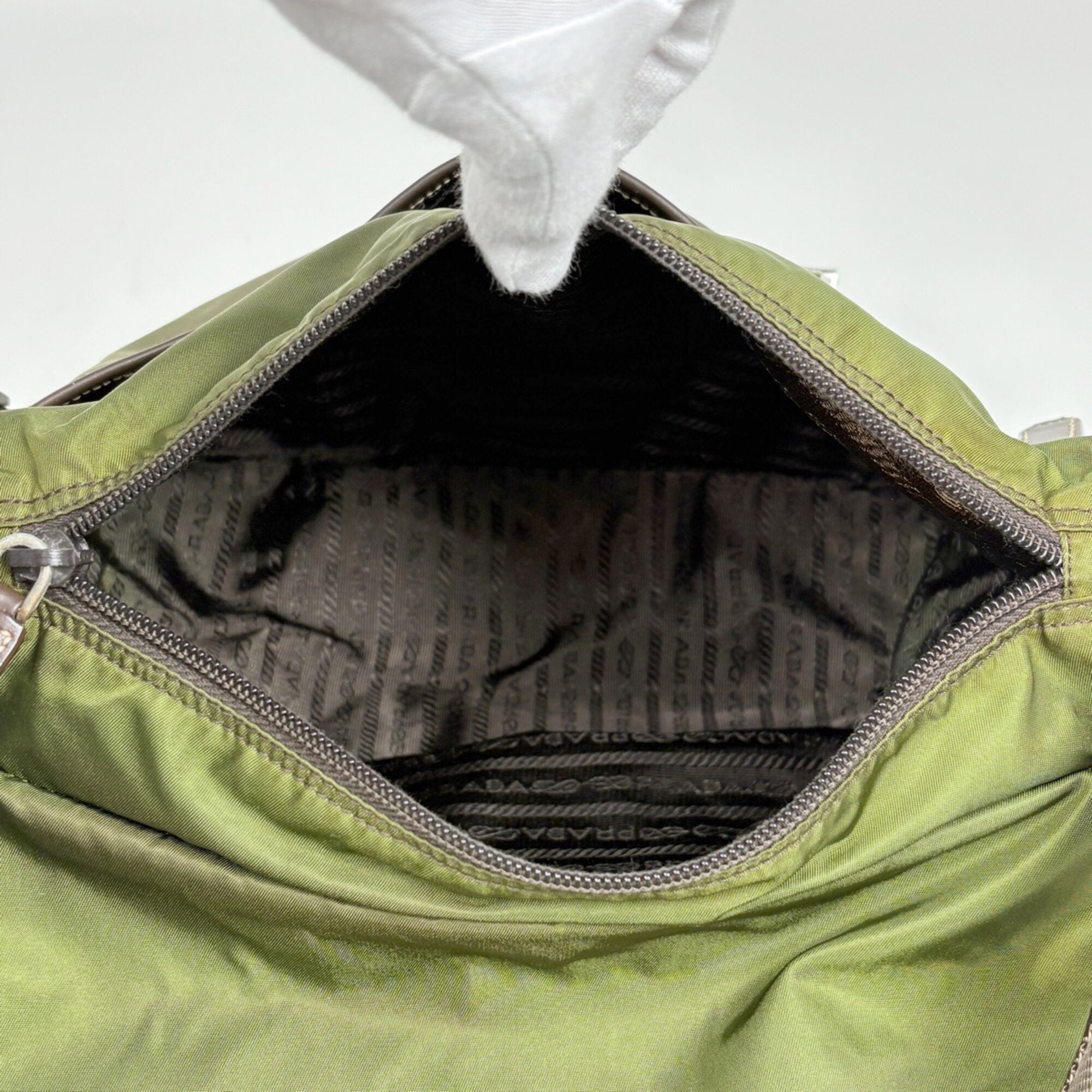 Prada Khaki Nylon Shoulder Bag (Pre-Owned)