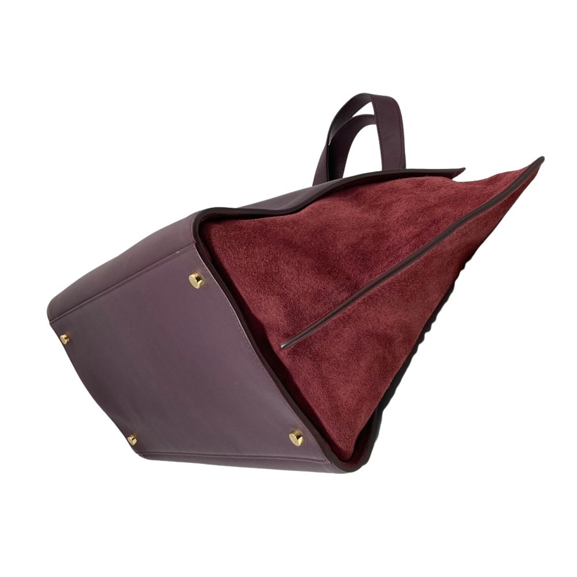 Giorgio Armani Bordeaux Red Color Wine Suede Leather Handbag Tote Bag (Pre-Owned)