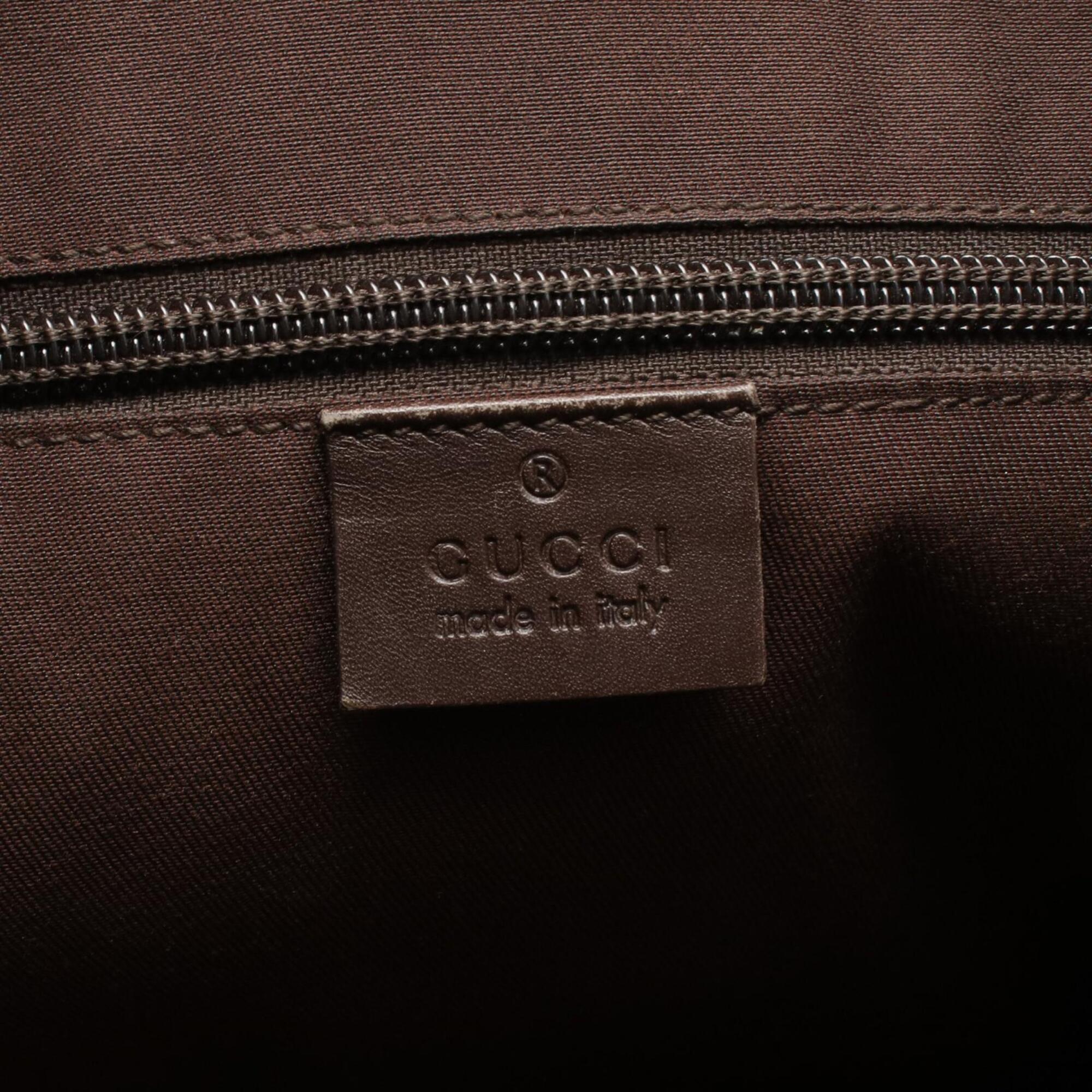 Gucci Beige Brown Canvas Leather Handbag Shoulder Bag (Pre-Owned)