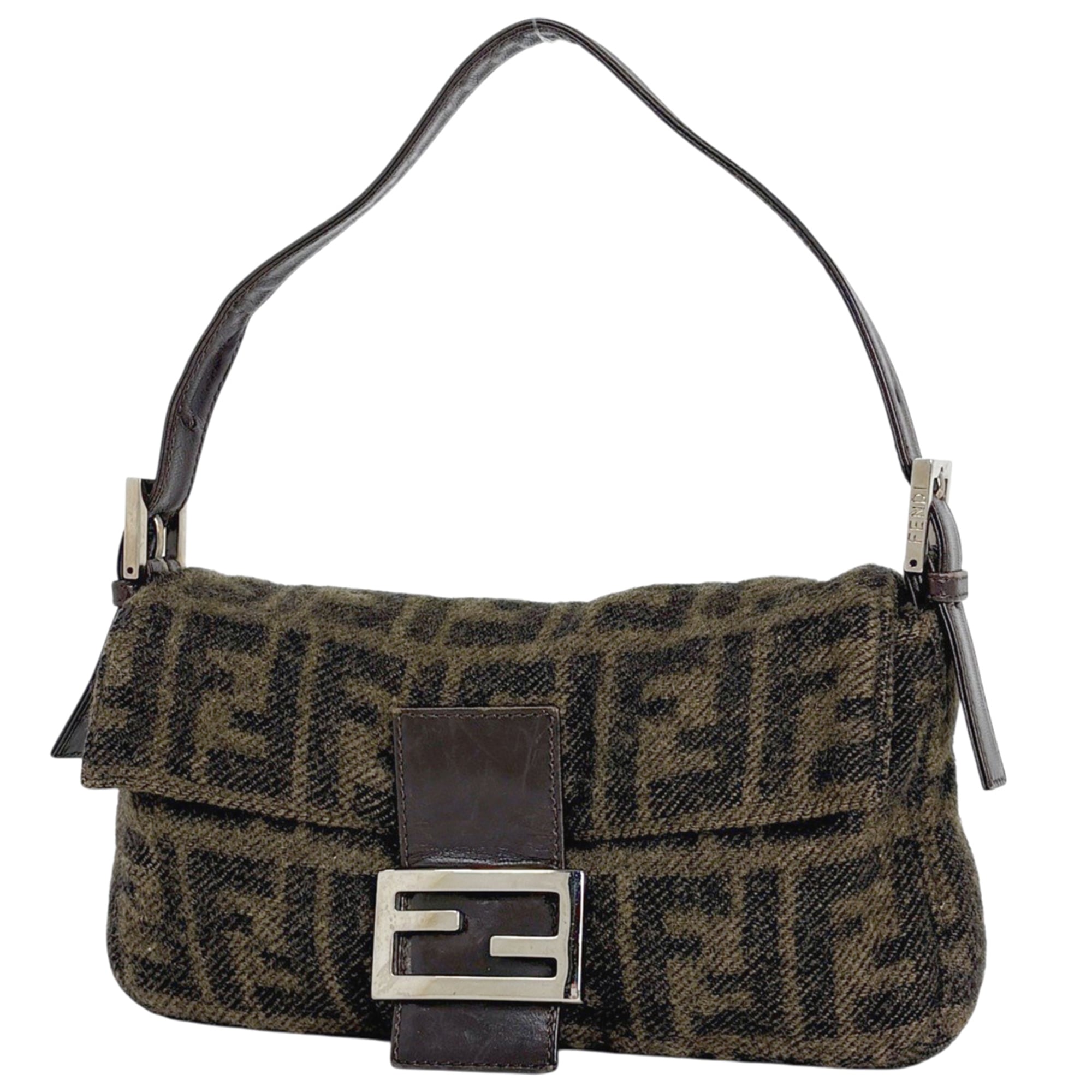 Fendi Brown Leather Fabric Handbag (Pre-Owned)
