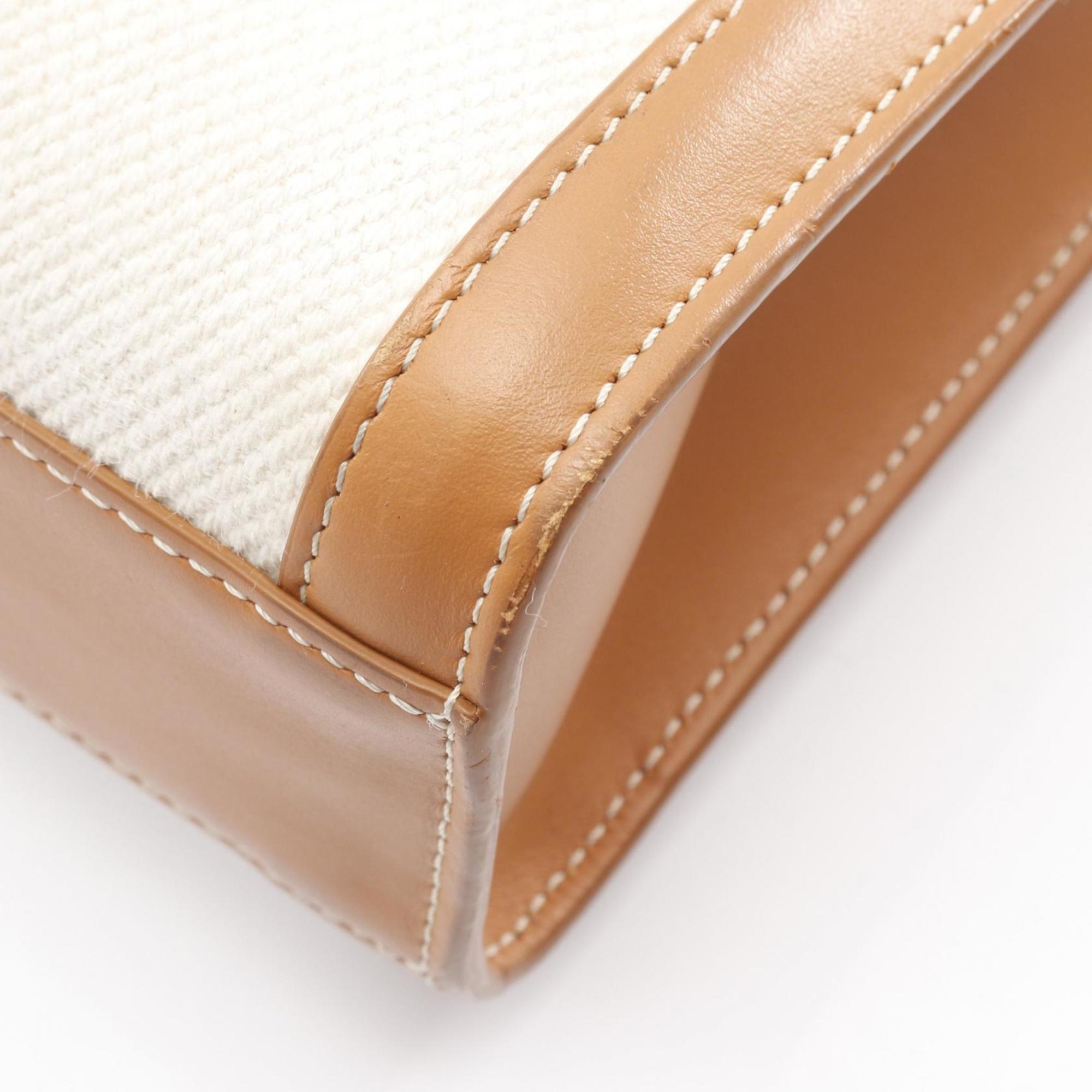 Celine Cabas Brown White Canvas Leather Tote Bag (Pre-Owned)