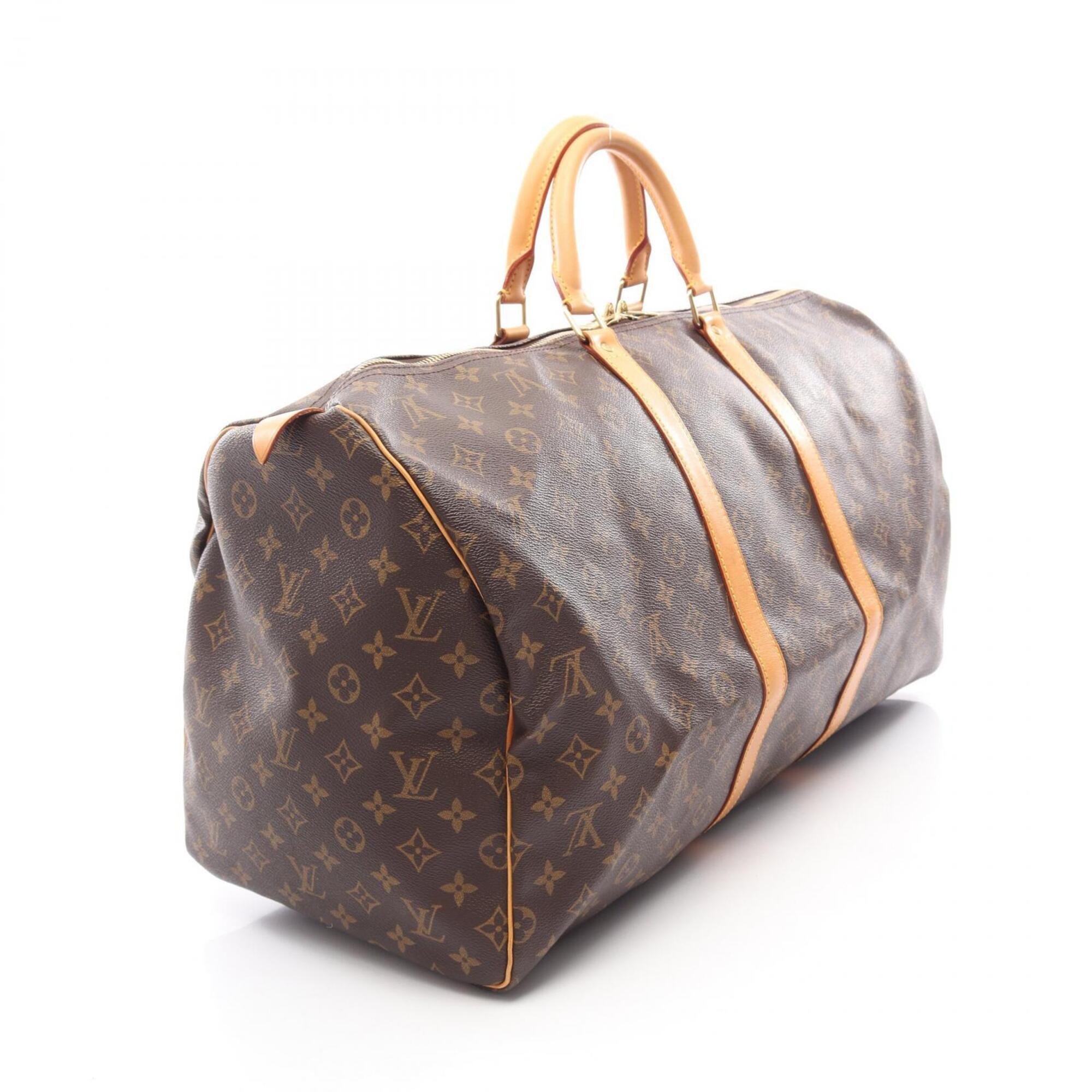 Louis Vuitton Brown Coated Canvas Leather Boston Bag Handbag (Pre-Owned)