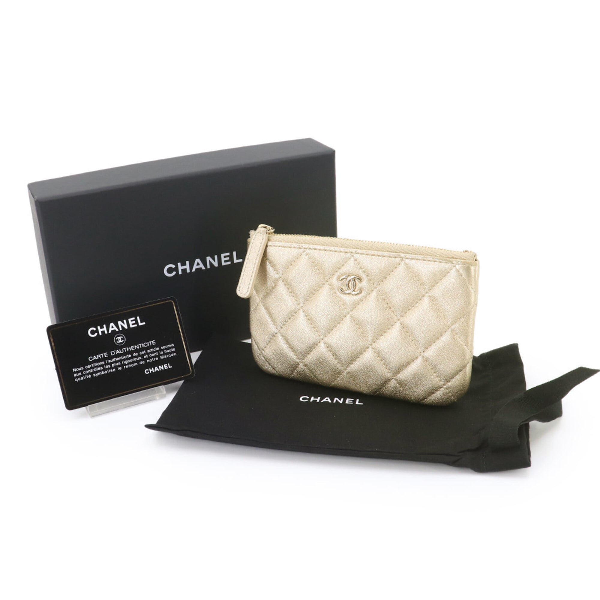 Chanel Matelasse Gold Leather Handbag Pouch (Pre-Owned)