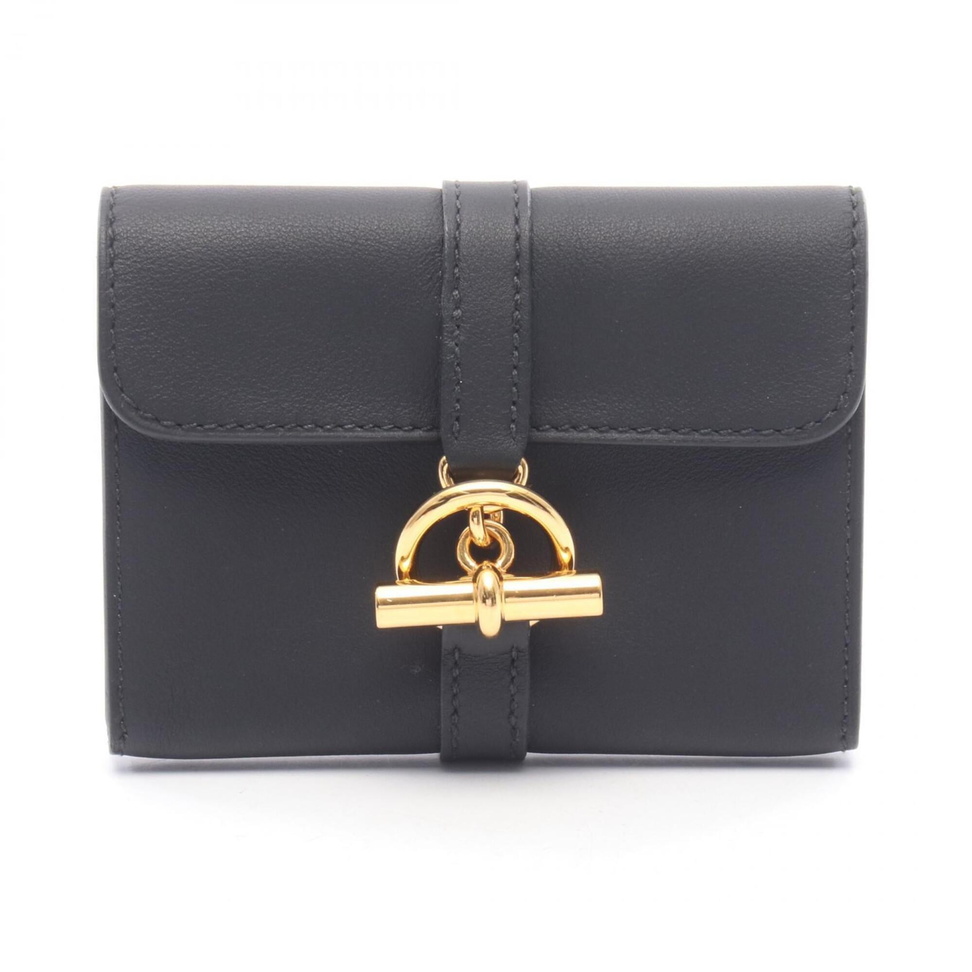 Hermes Black Swift Leather Leather Coin Purse/Coin Case (Pre-Owned)