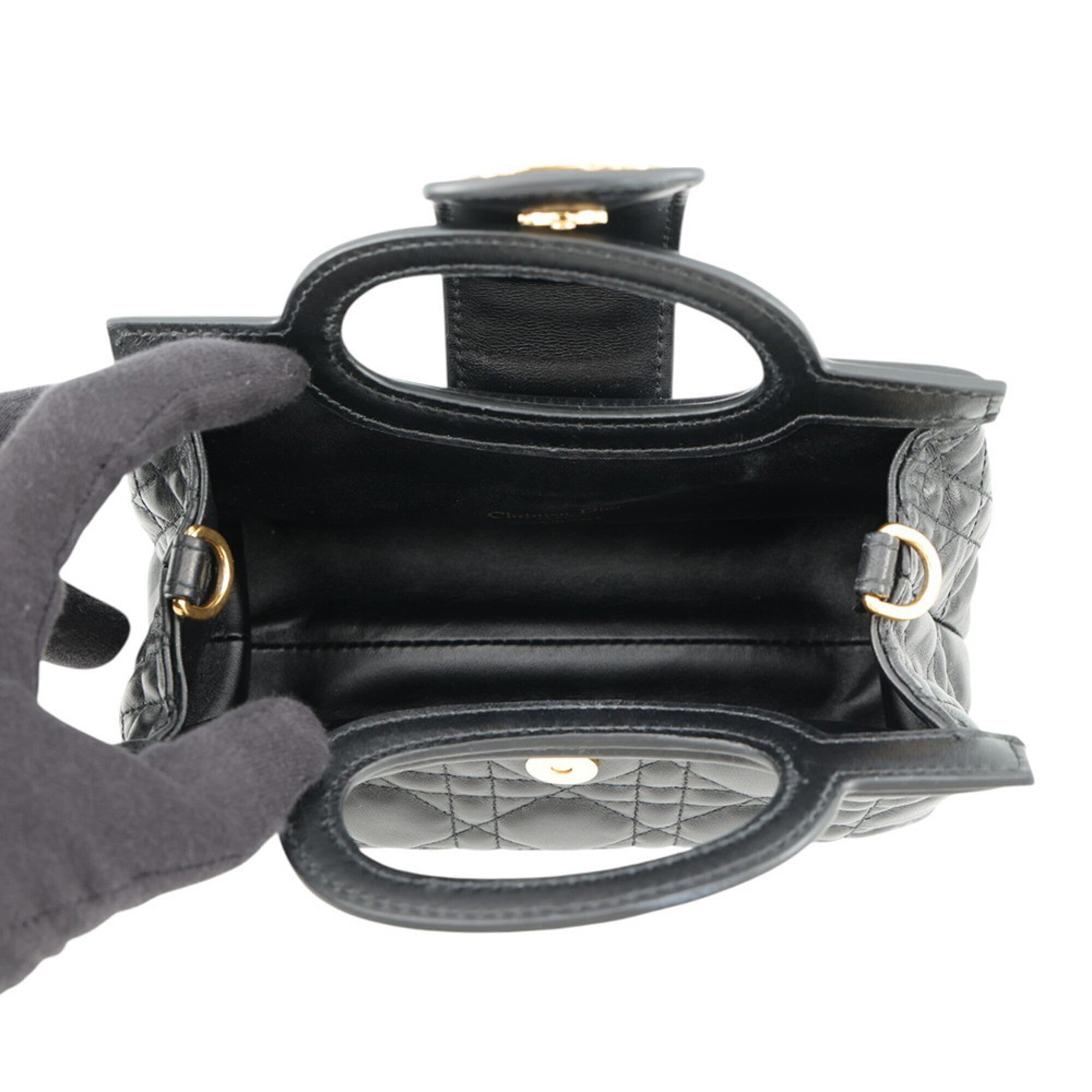 Christian Dior Black Leather Handbag Shoulder Bag (Pre-Owned)