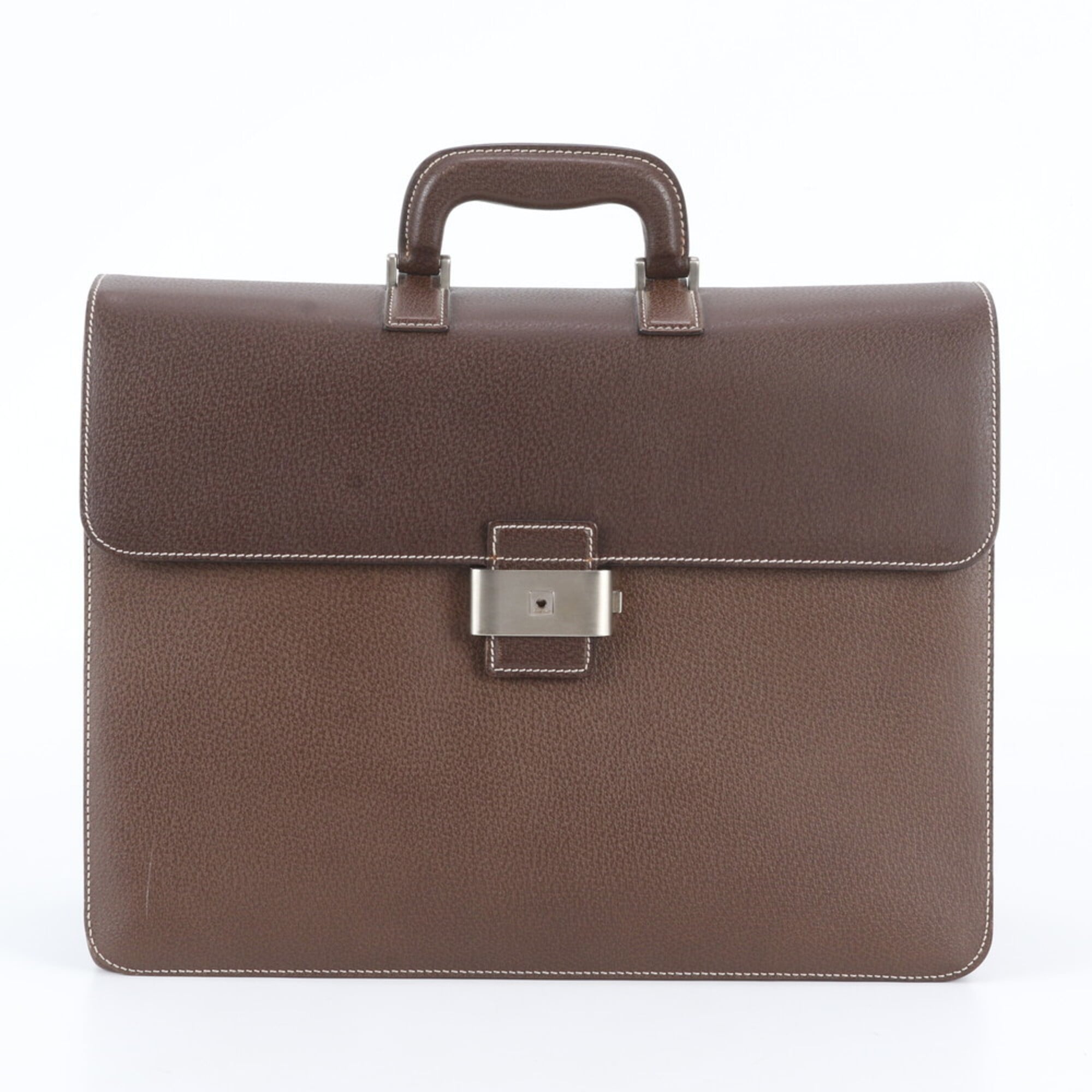 Salvatore Ferragamo Brown Leather Briefcase Tote Bag (Pre-Owned)