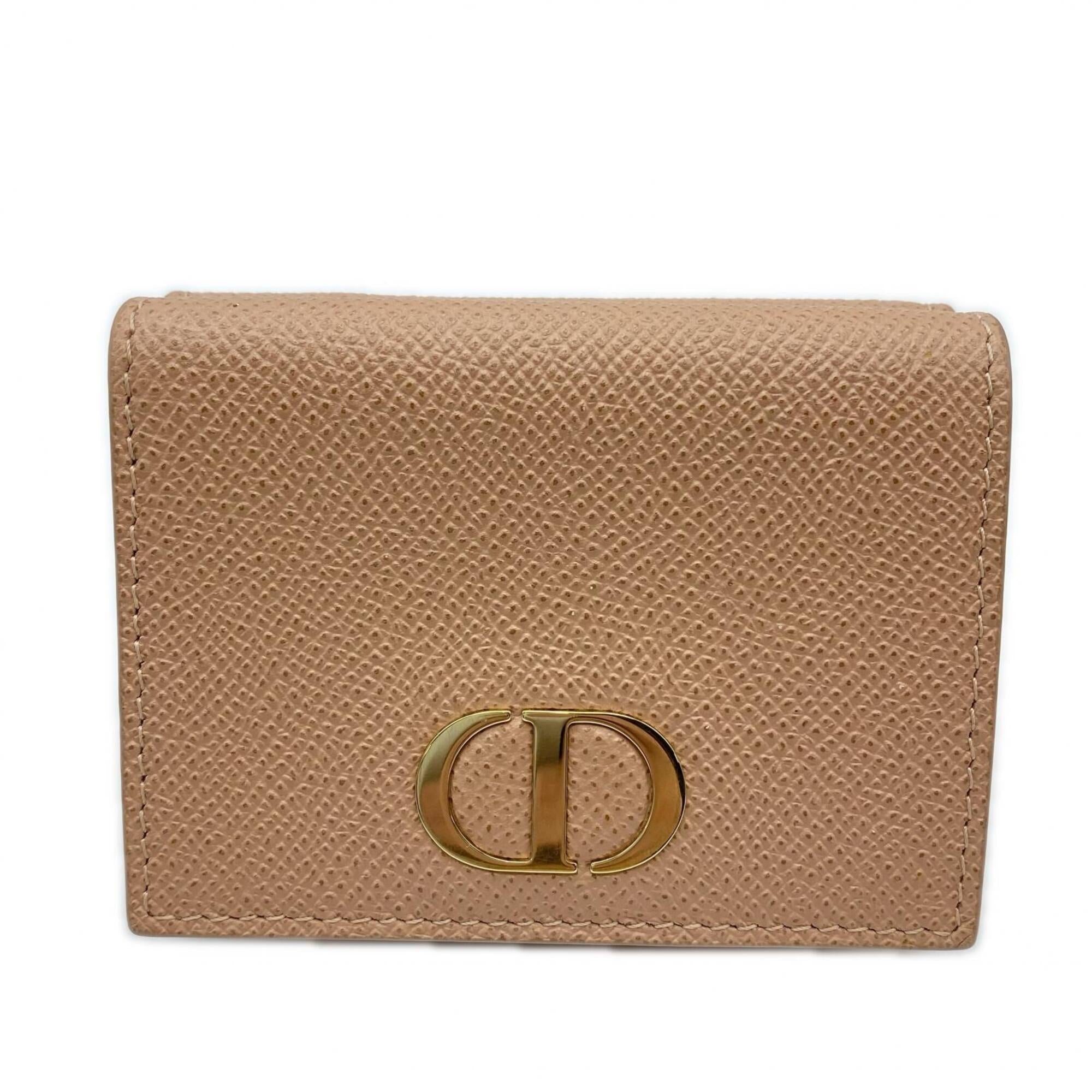 Christian Dior Beige Leather Wallet (Tri-Fold) (Pre-Owned)