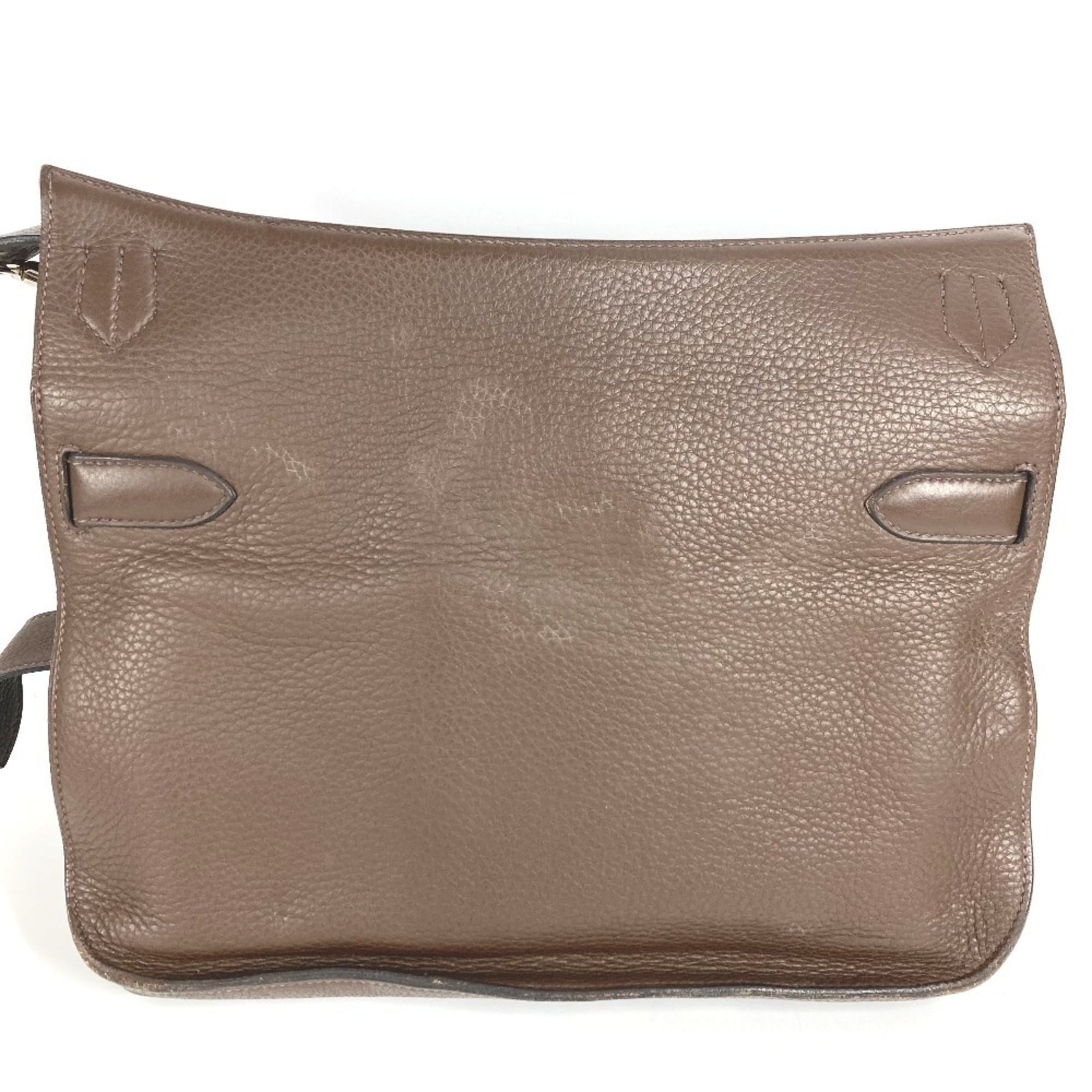 Hermes Jypsiere Dark Brown Taurillon Clemence Leather Shoulder Bag (Pre-Owned)