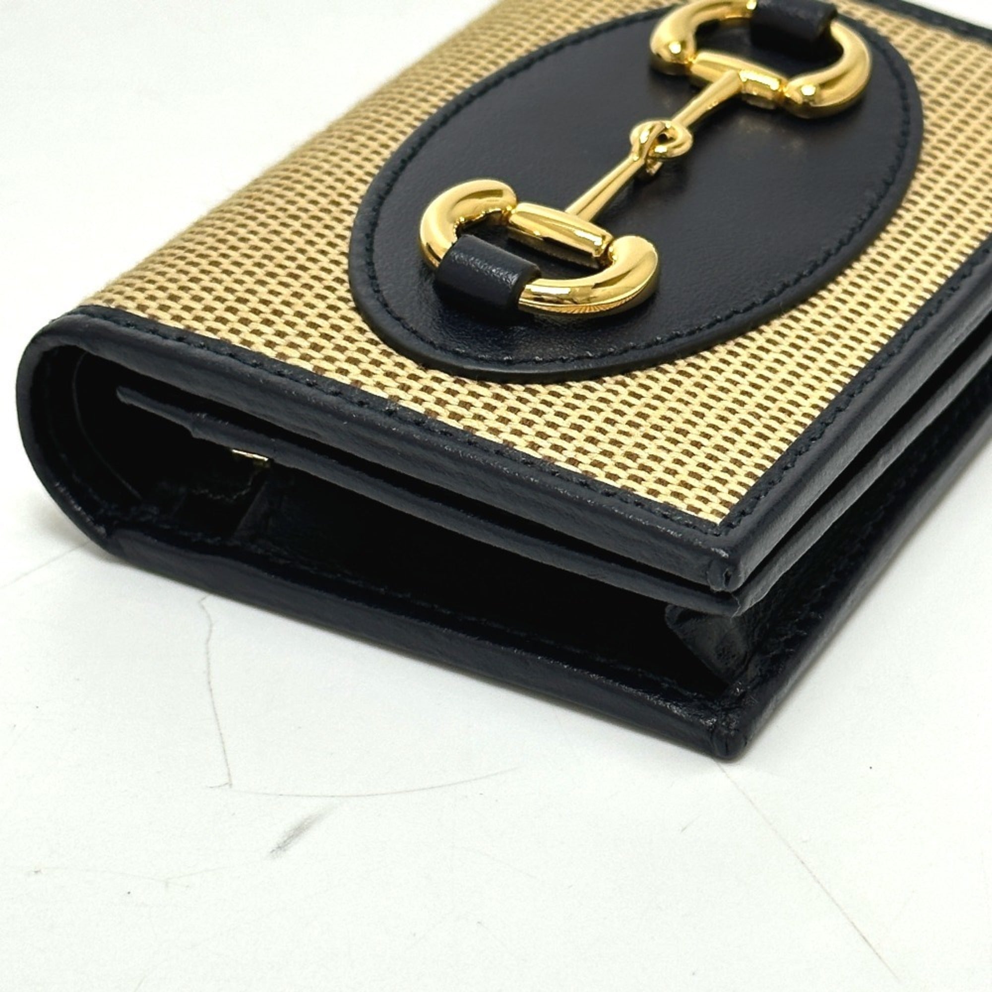 Gucci Beige Canvas Leather Wallet (Tri-Fold) (Pre-Owned)
