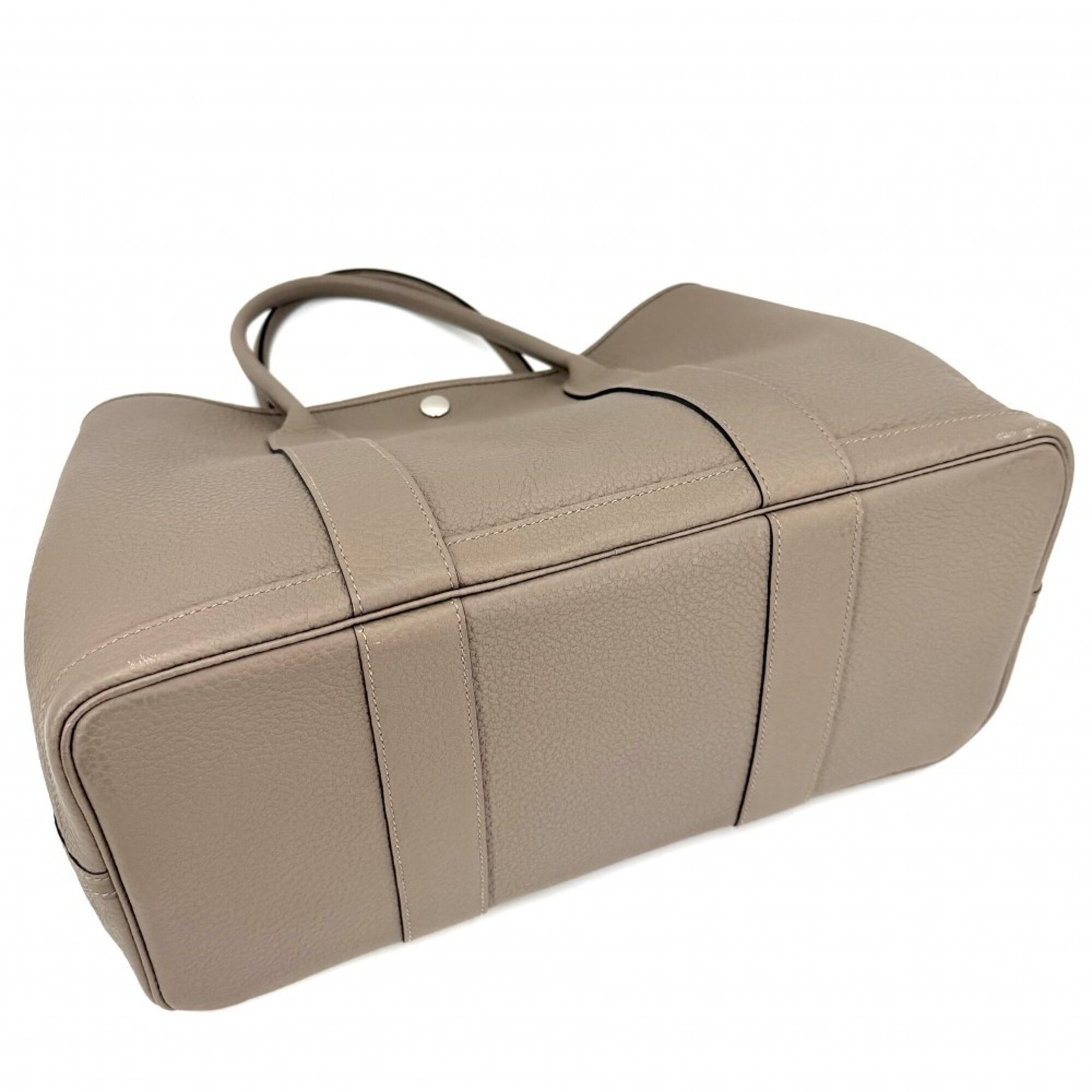 Hermes Beige Leather Handbag Tote Bag (Pre-Owned)