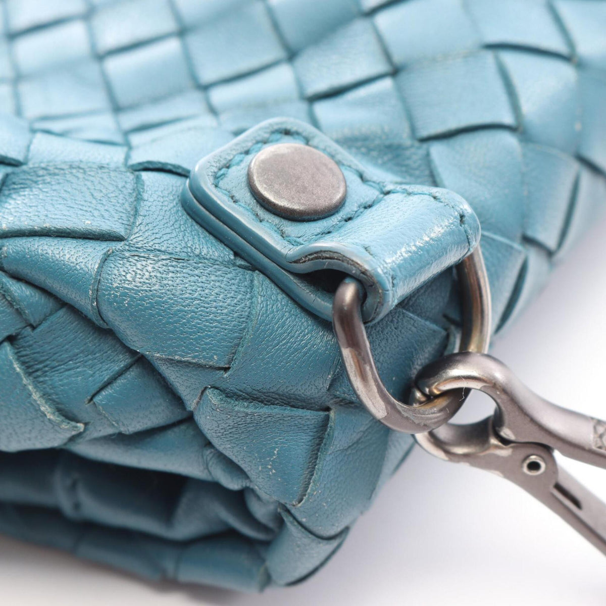 Bottega Veneta Blue Leather Handbag Shoulder Bag (Pre-Owned)
