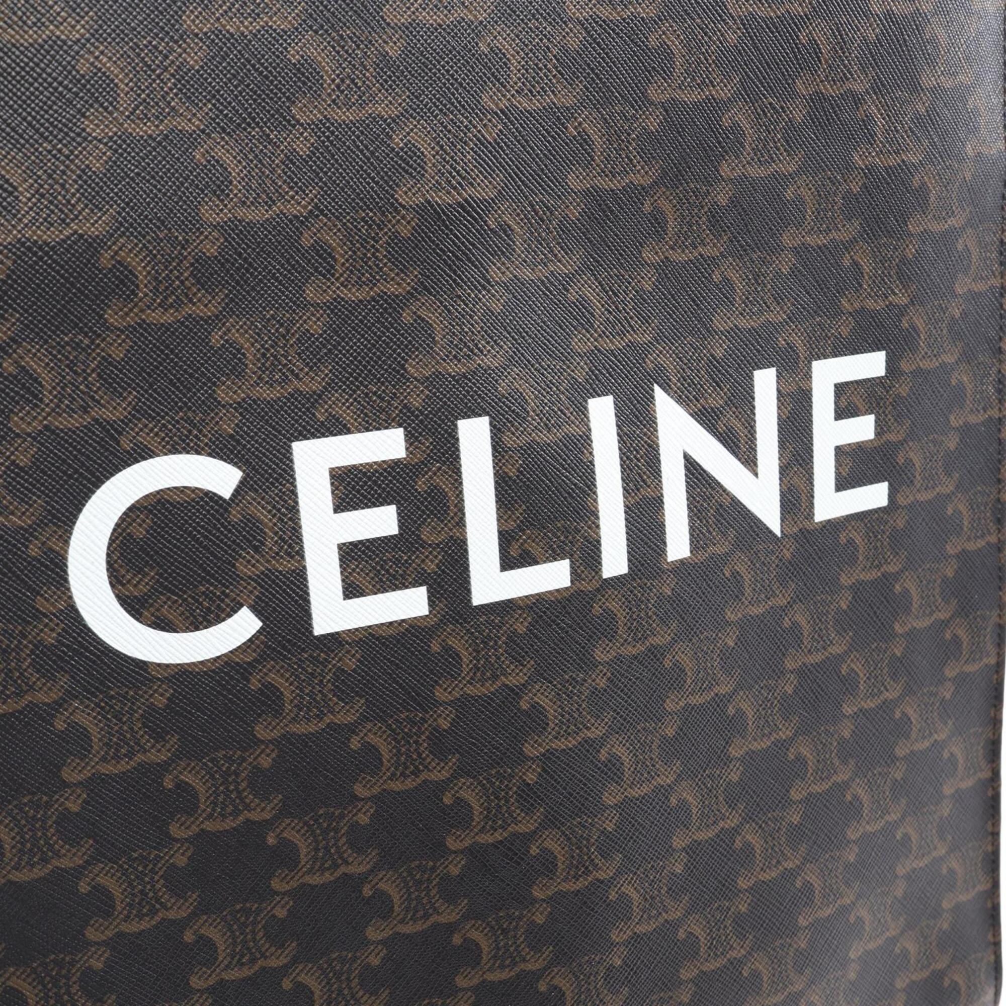 Celine Black Brown Coated Canvas Leather Handbag Tote Bag (Pre-Owned)