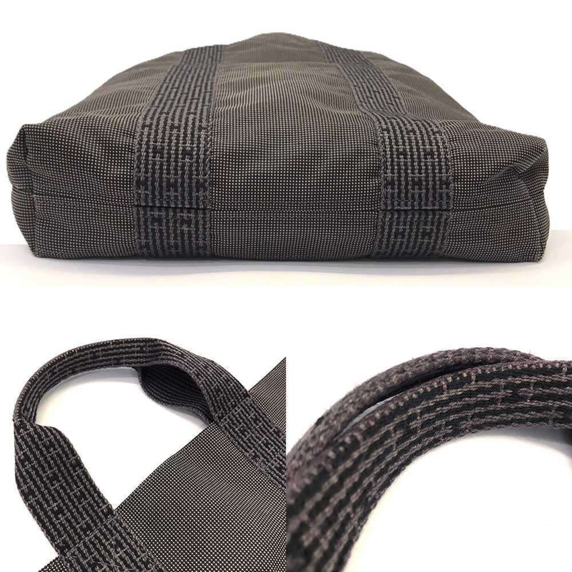 Hermes Her Line Gray Nylon Canvas Handbag Tote Bag (Pre-Owned)