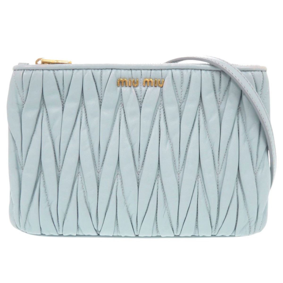 Miu Miu Matelasse Light Blue Leather Shoulder Bag (Pre-Owned)