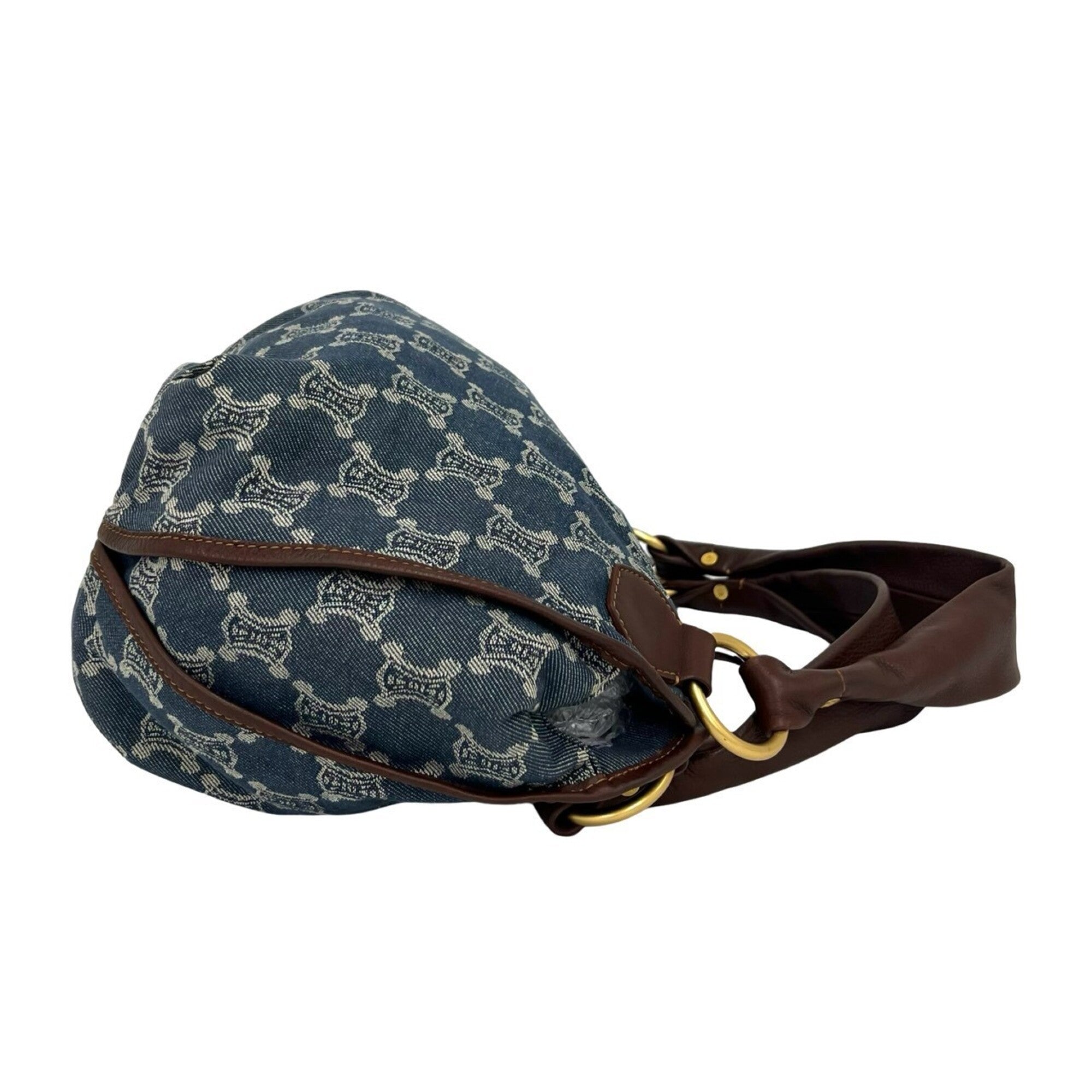 Celine Blue Brown Denim Leather Shoulder Bag (Pre-Owned)