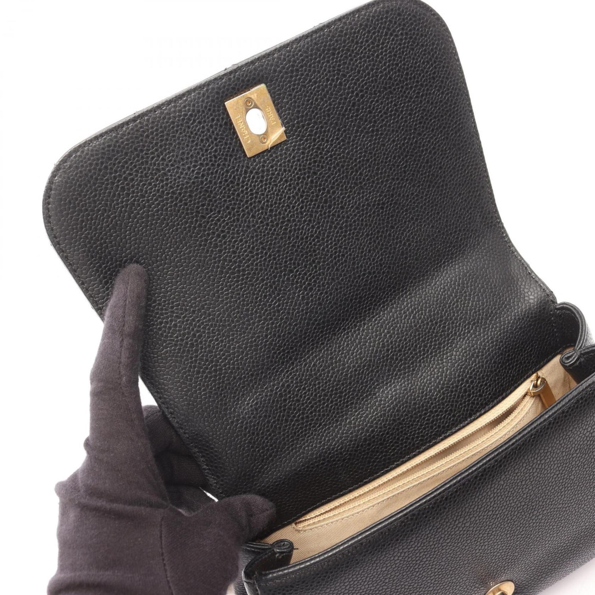 Chanel Black Grained Calfskin Handbag Shoulder Bag (Pre-Owned)