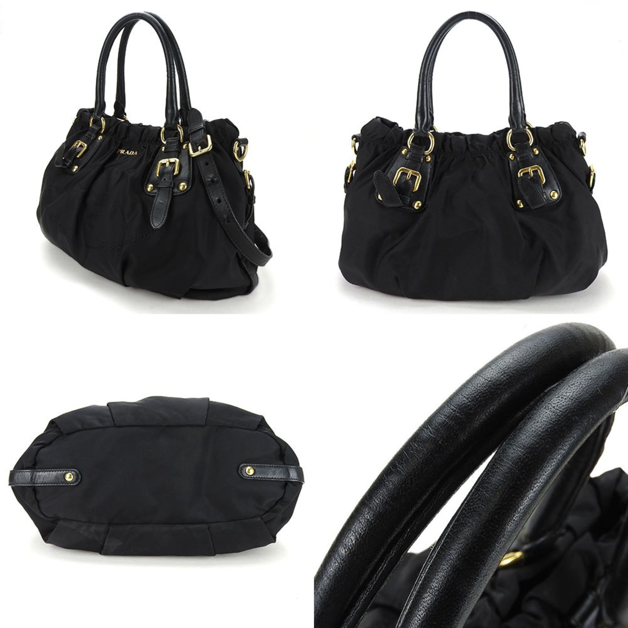Prada Black Nylon Leather Handbag (Pre-Owned)