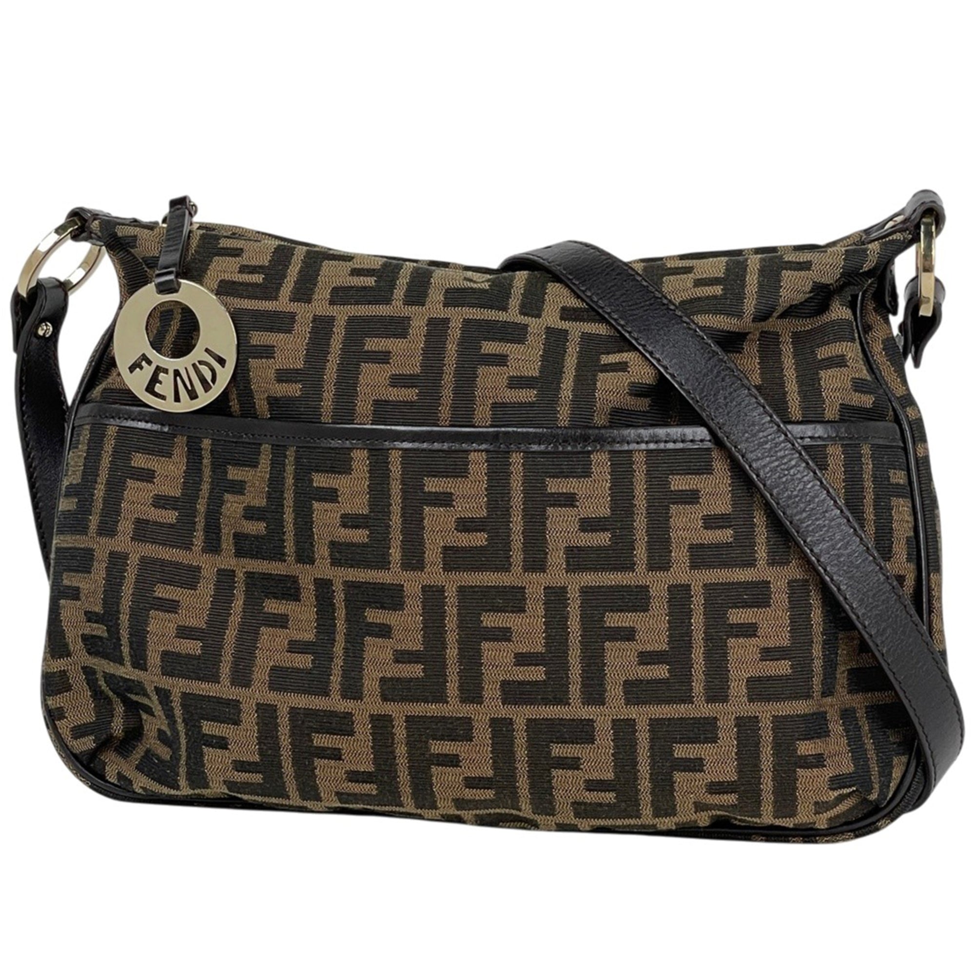 Fendi Brown Canvas Leather Shoulder Bag (Pre-Owned)