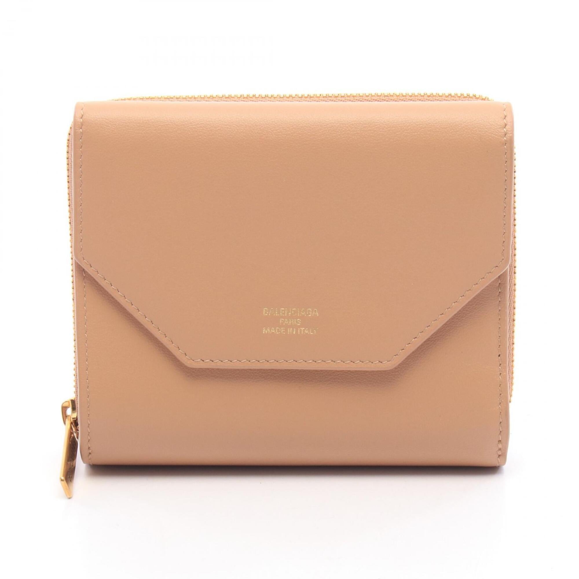 Balenciaga Beige Leather Wallet (Tri-Fold) (Pre-Owned)