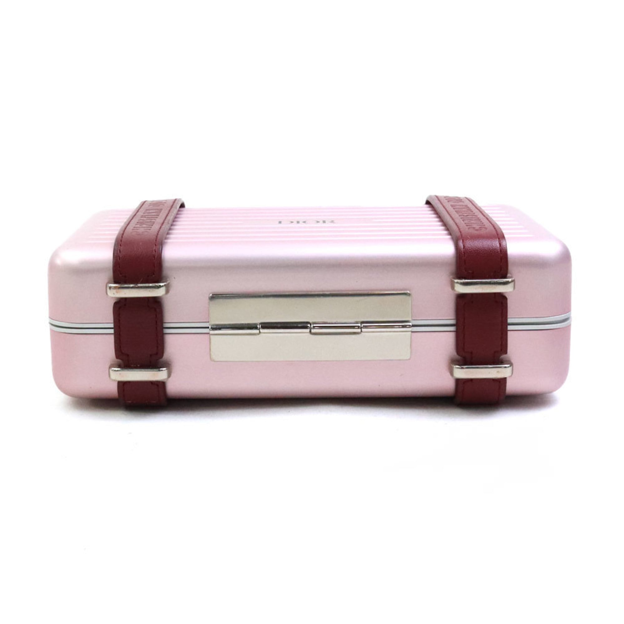 Christian Dior Burgundy Metallic Pink Leather Aluminum Shoulder Bag (Pre-Owned)