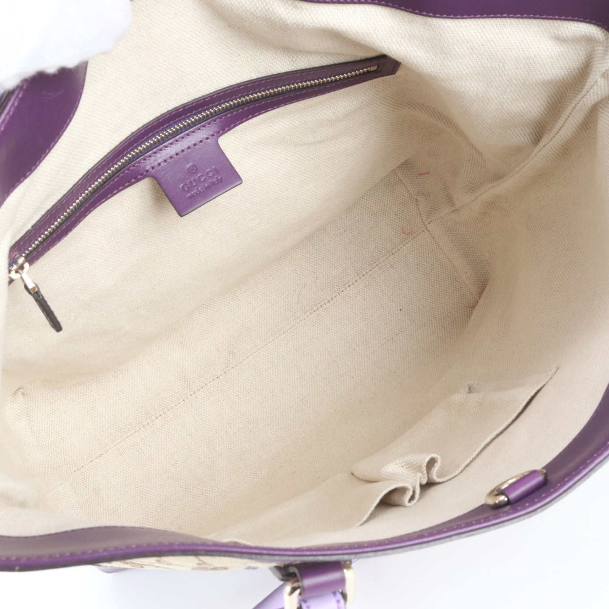 Gucci Brown Purple Leather Canvas Handbag Shoulder Bag Tote Bag (Pre-Owned)
