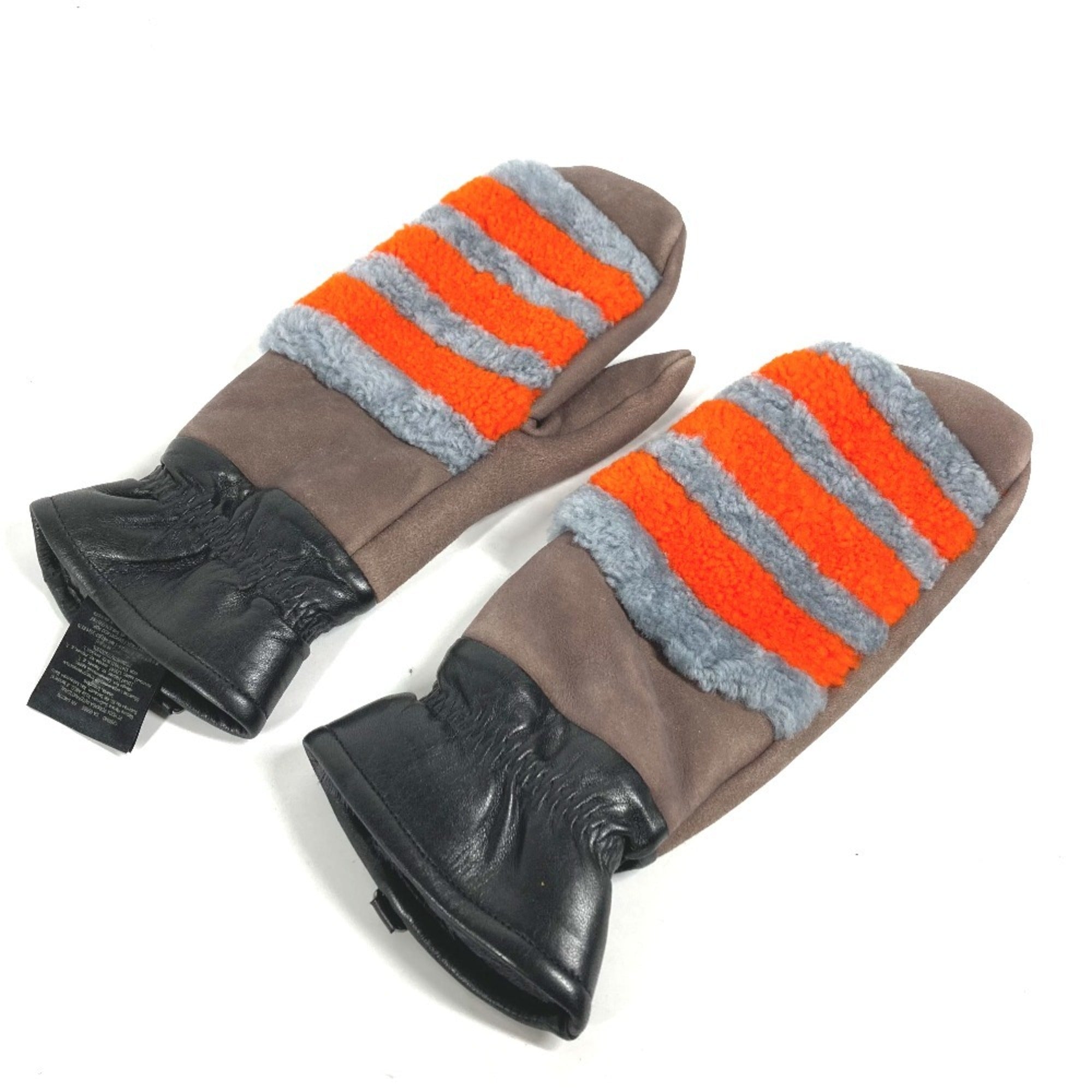 Fendi Gray Orange Angora Warm Gloves (Pre-Owned)