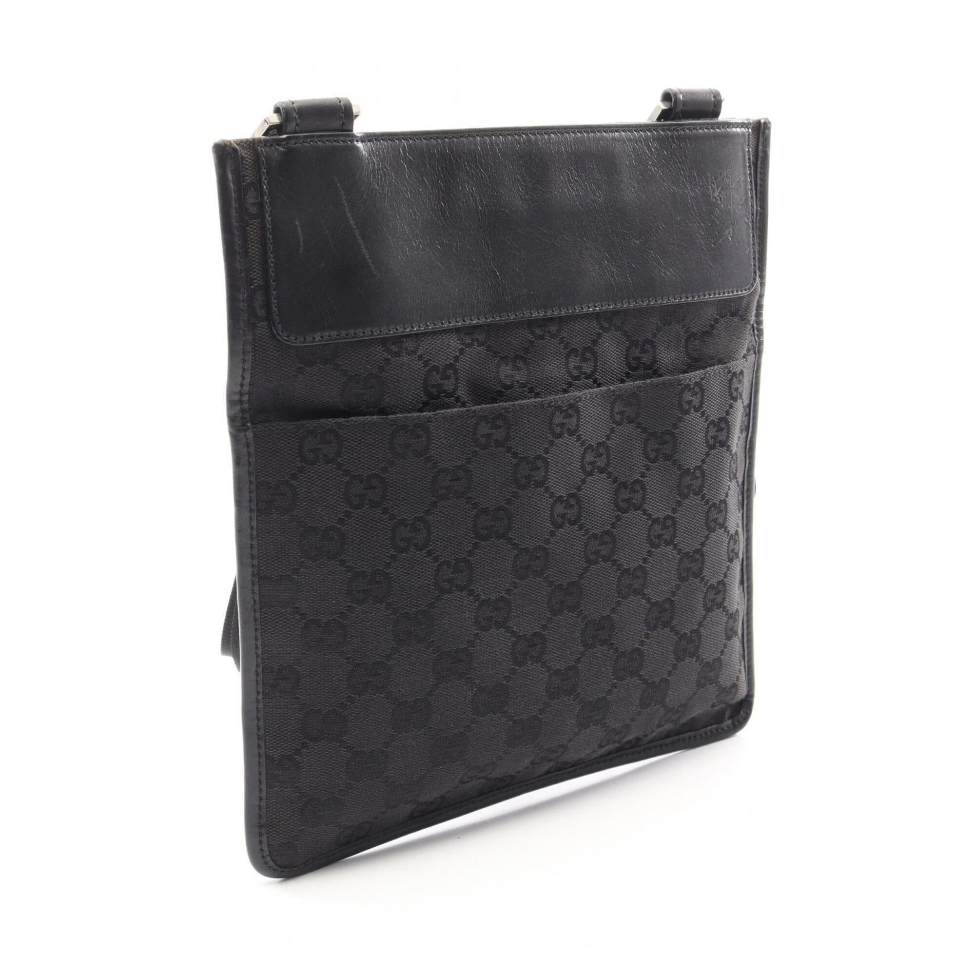 Gucci Black Canvas Leather Handbag Shoulder Bag (Pre-Owned)