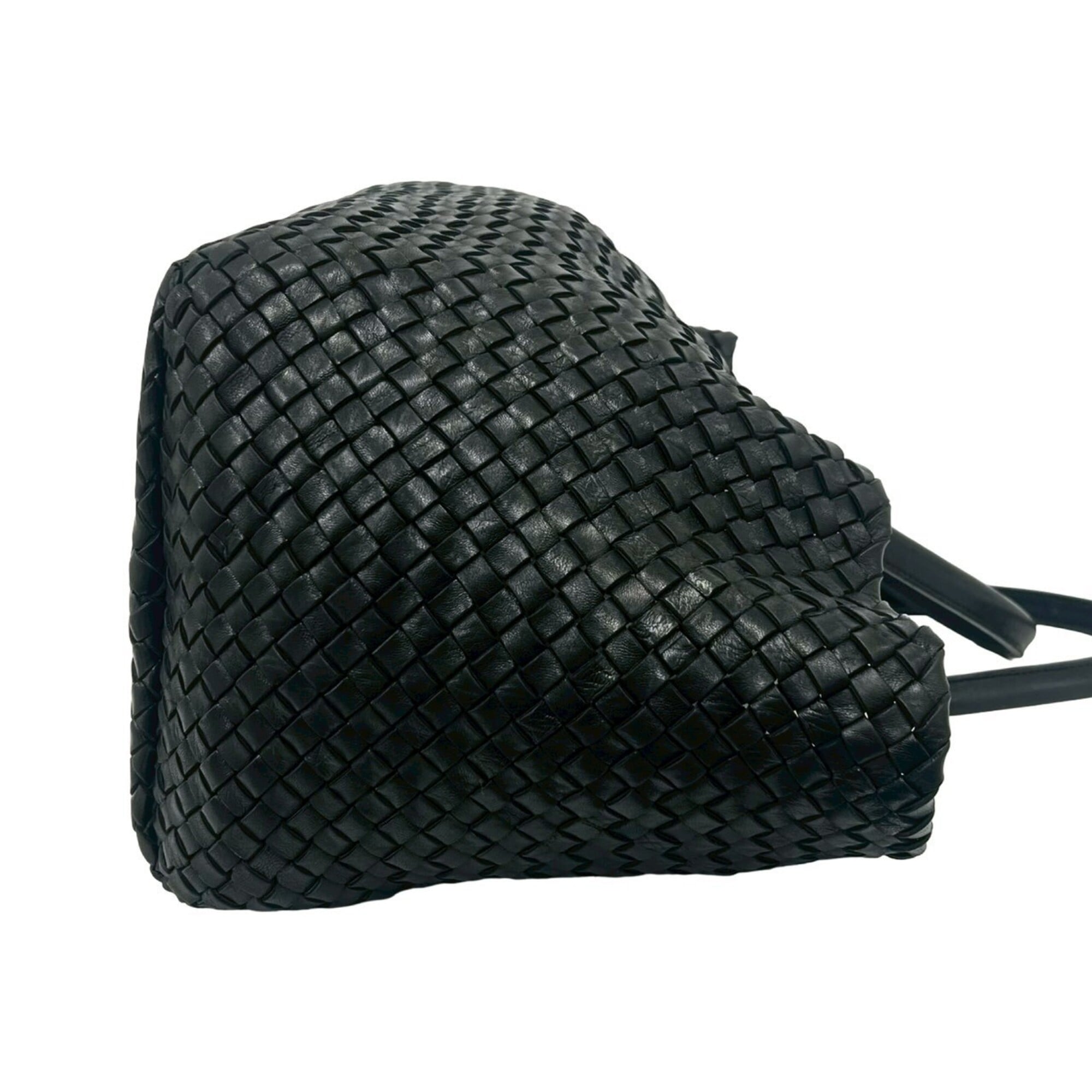 Bottega Veneta Black Leather Handbag Pouch Tote Bag (Pre-Owned)