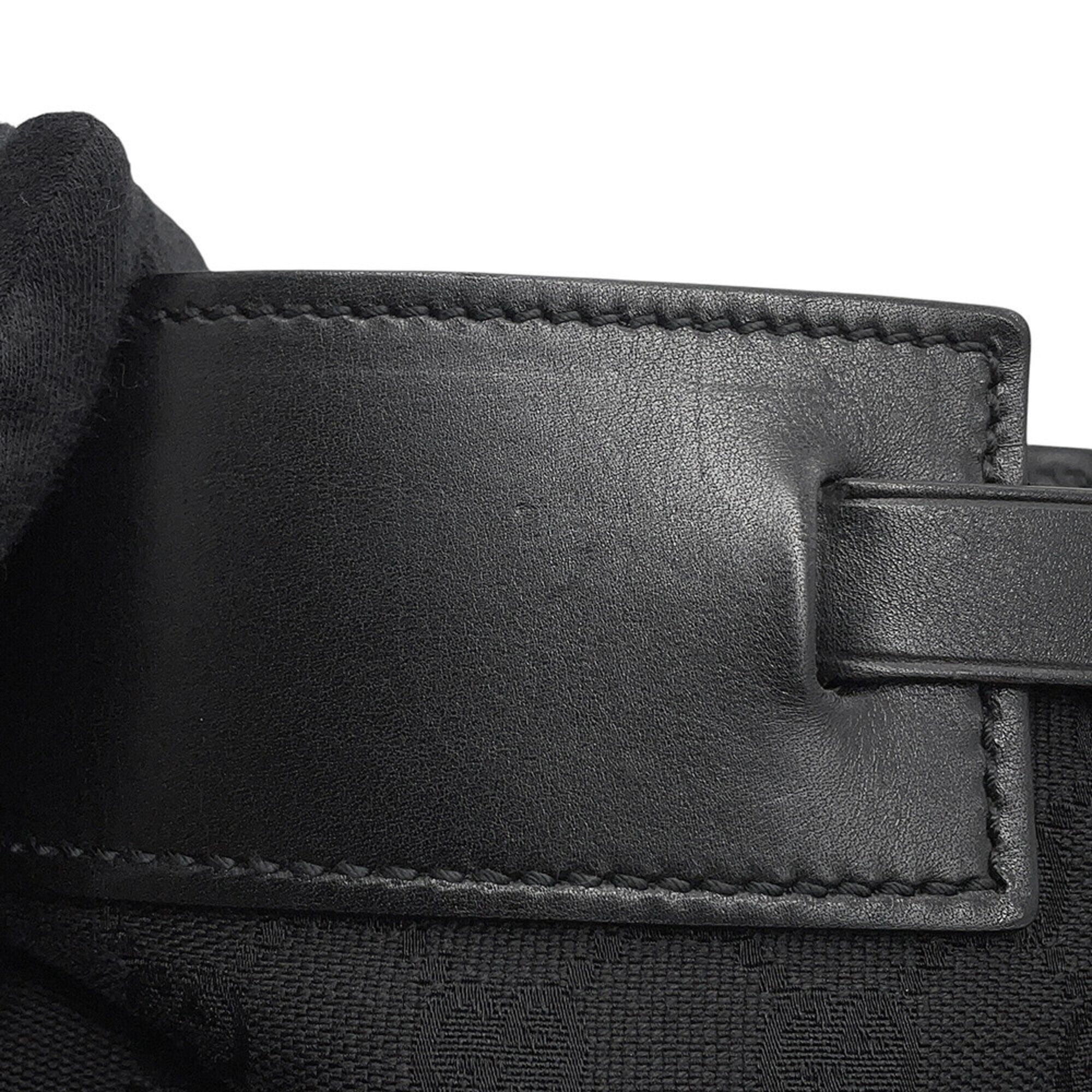 Gucci Black Gg Canvas Leather Handbag Tote Bag (Pre-Owned)