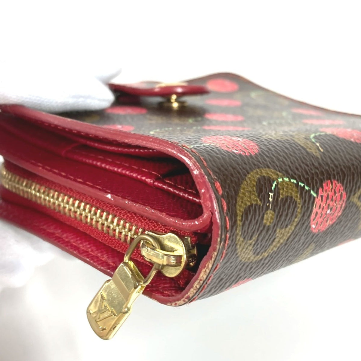 Louis Vuitton Brown Red Color Monogram Canvas Wallet (Bi-Fold) (Pre-Owned)