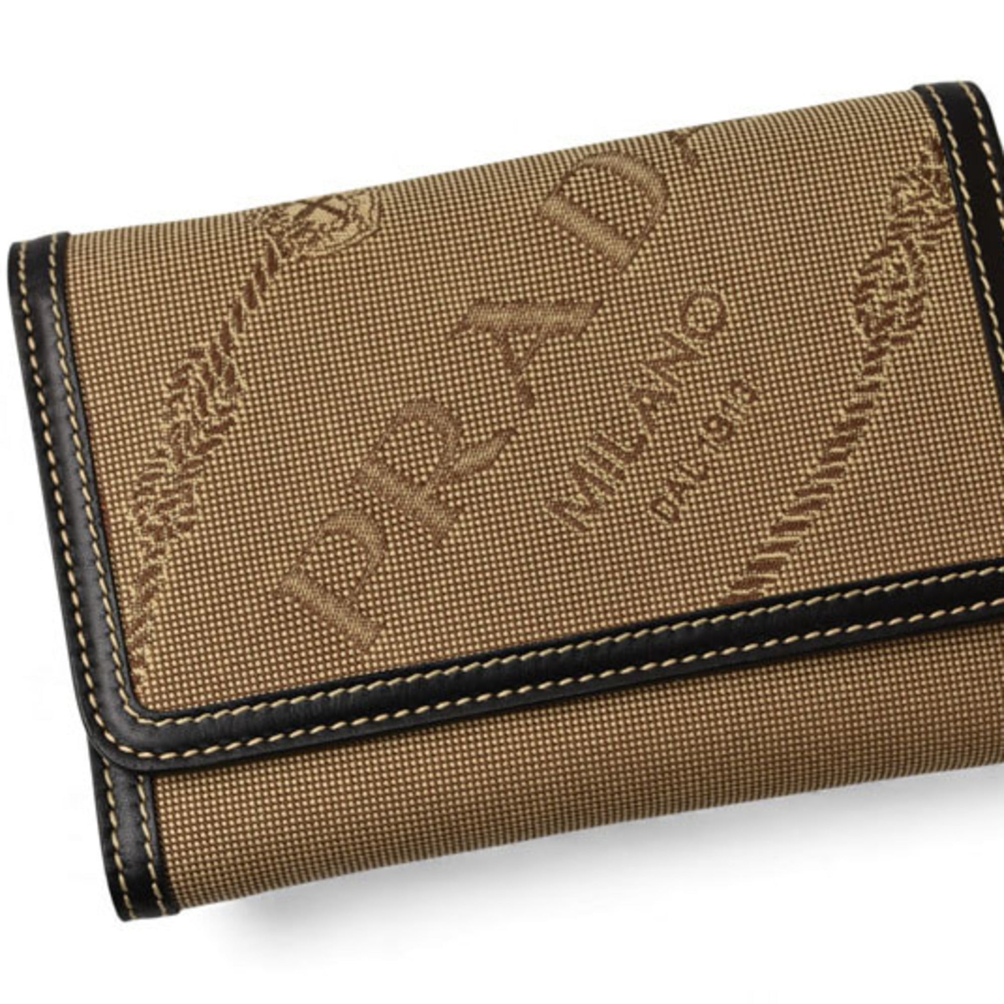 Prada Beige Black Canvas Wallet (Tri-Fold) (Pre-Owned)