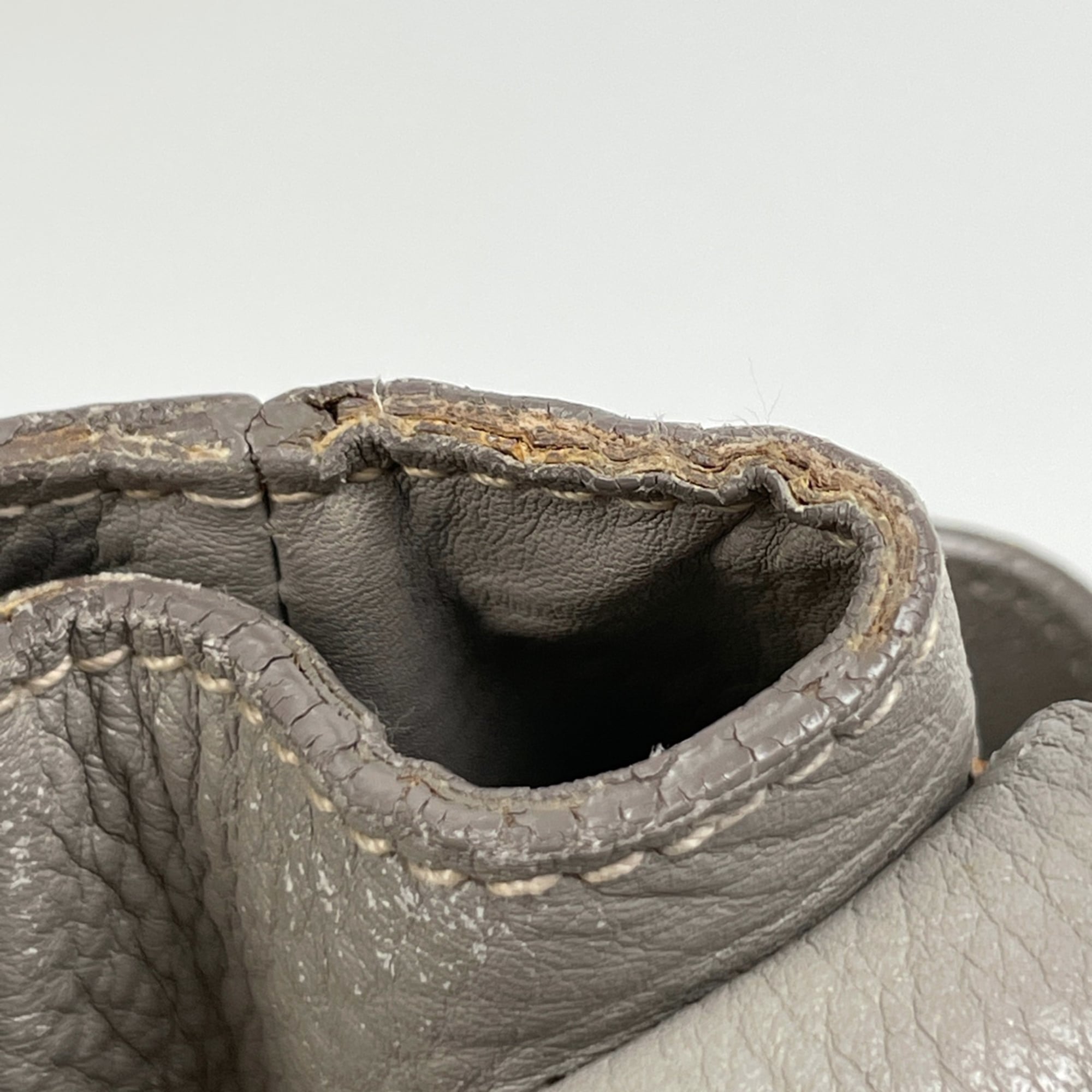 Prada Gray Leather Shoulder Bag (Pre-Owned)