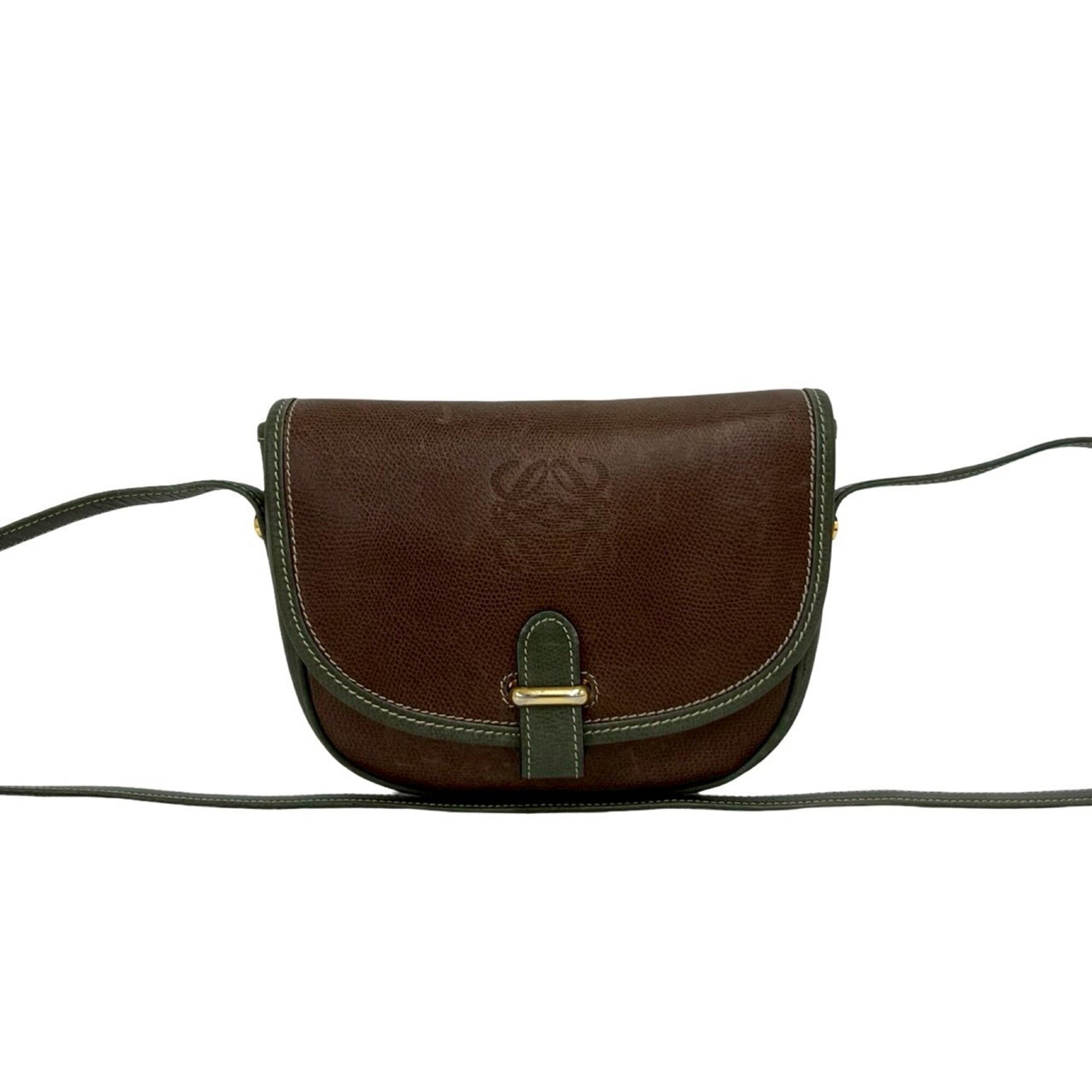 Loewe Brown Green Leather Pochette Shoulder Bag (Pre-Owned)