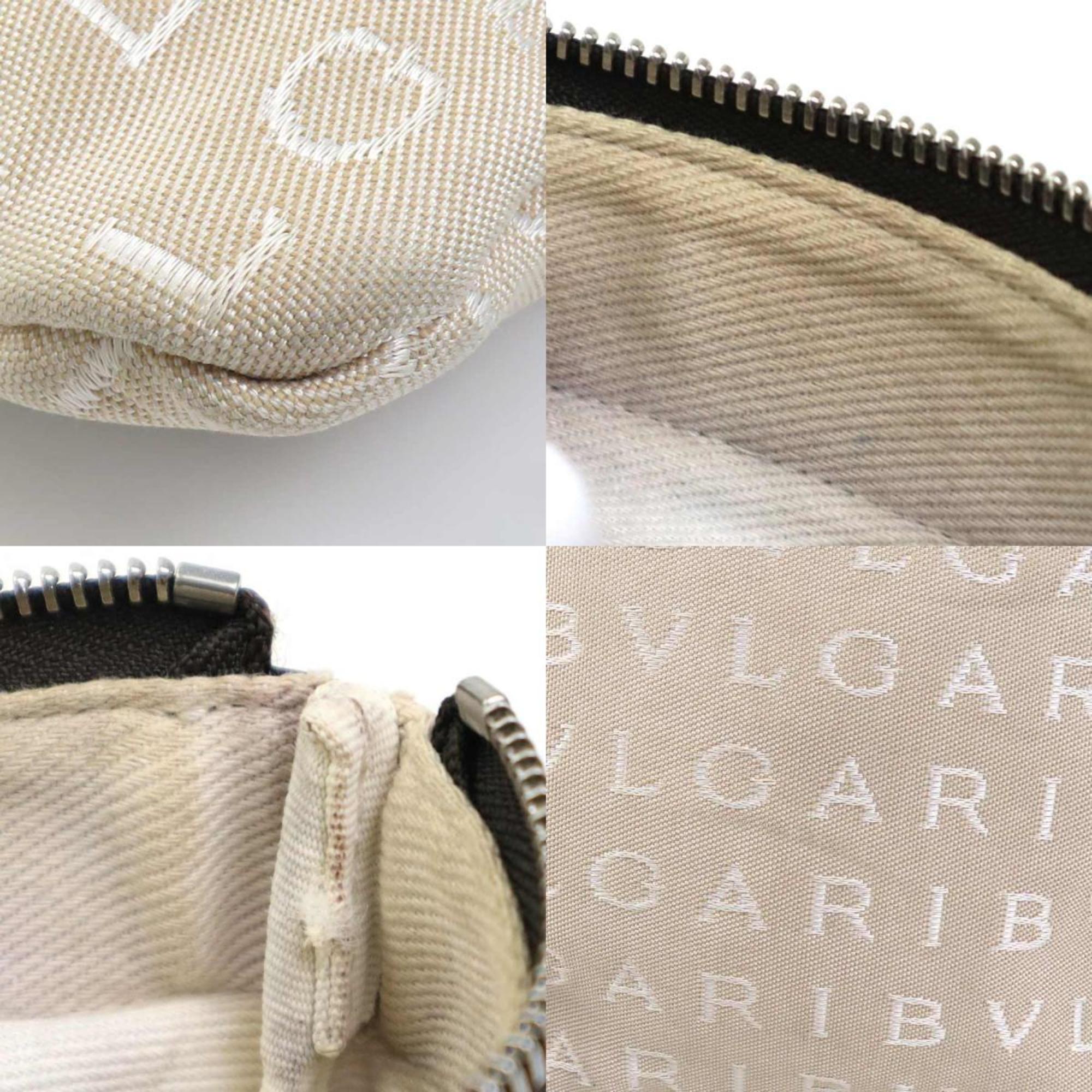 Bvlgari Beige Brown Nylon Canvas Leather Shoulder Bag (Pre-Owned)