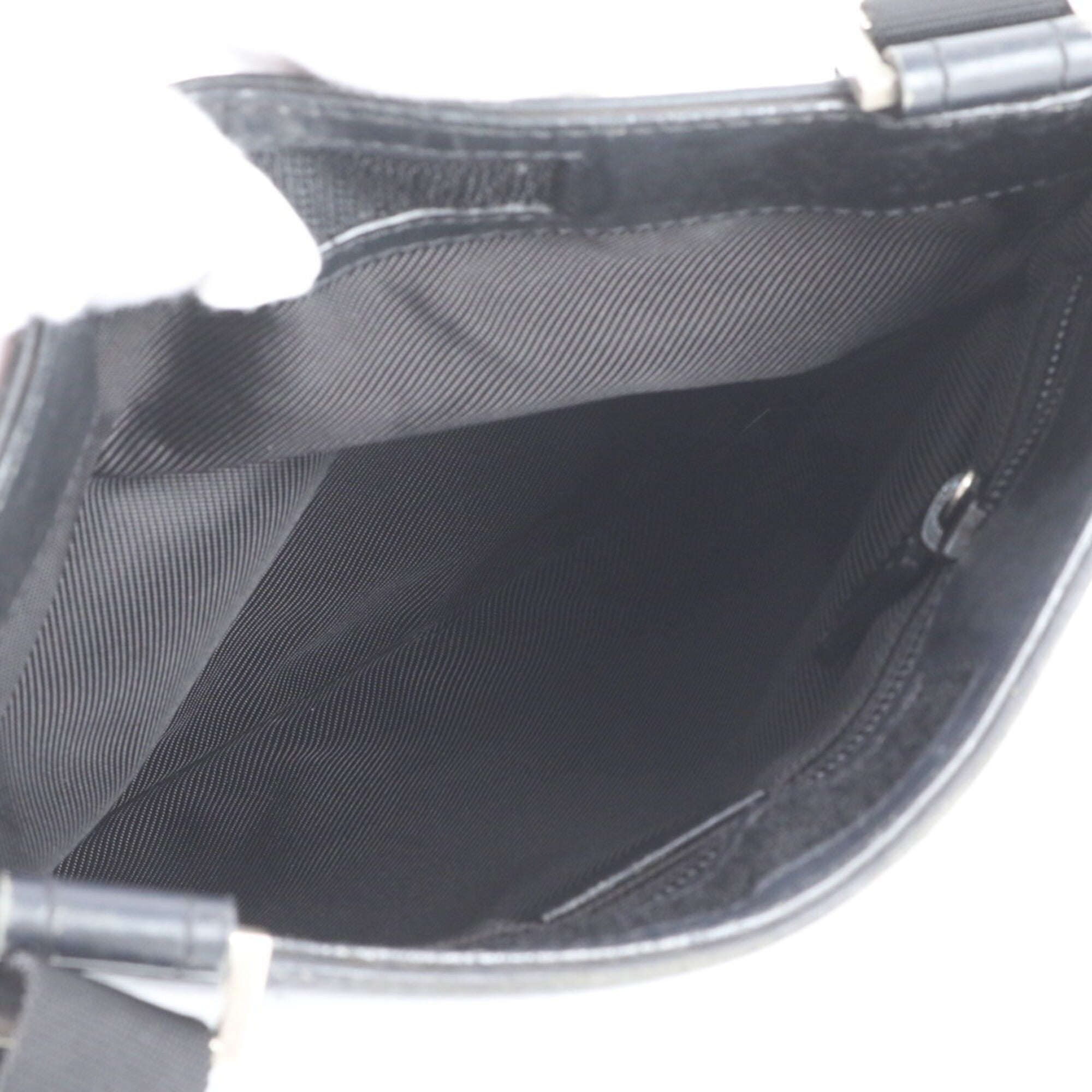 Gucci Gg Canvas Black Leather Canvas Shoulder Bag Tote Bag (Pre-Owned)