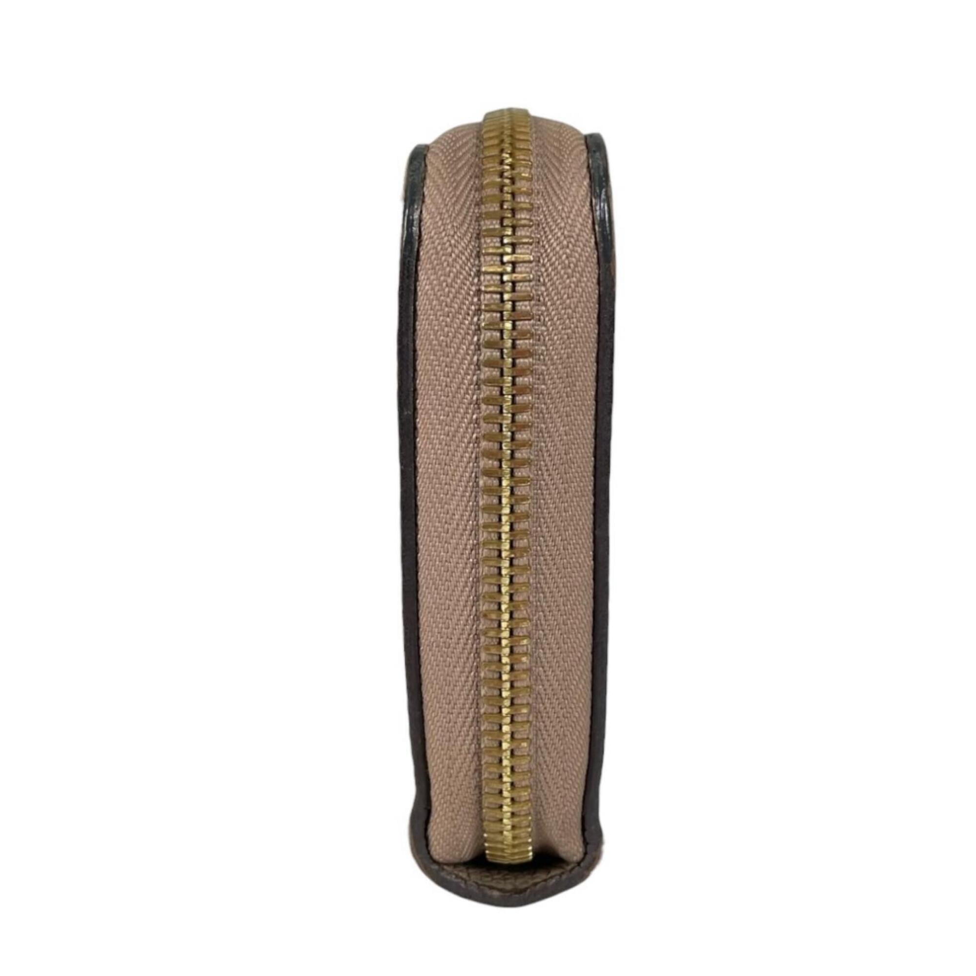 Louis Vuitton Monogram Beige Leather Long Wallet (Bi-Fold) (Pre-Owned)