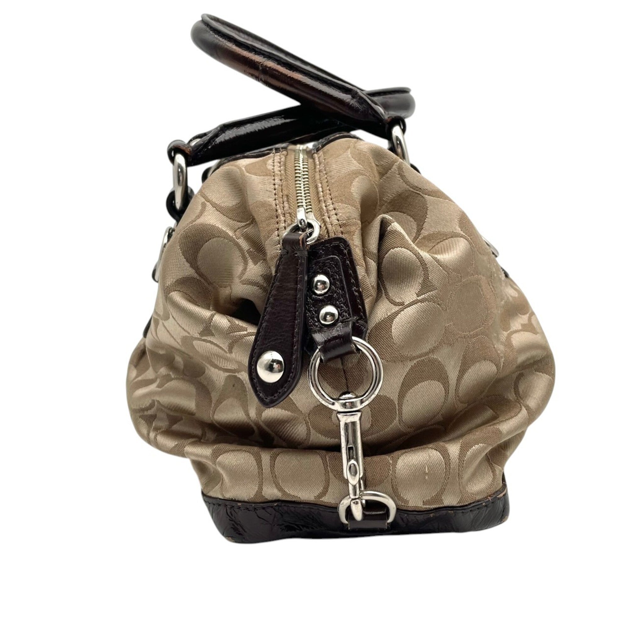 Coach Beige Brown Canvas Leather Handbag Shoulder Bag (Pre-Owned)