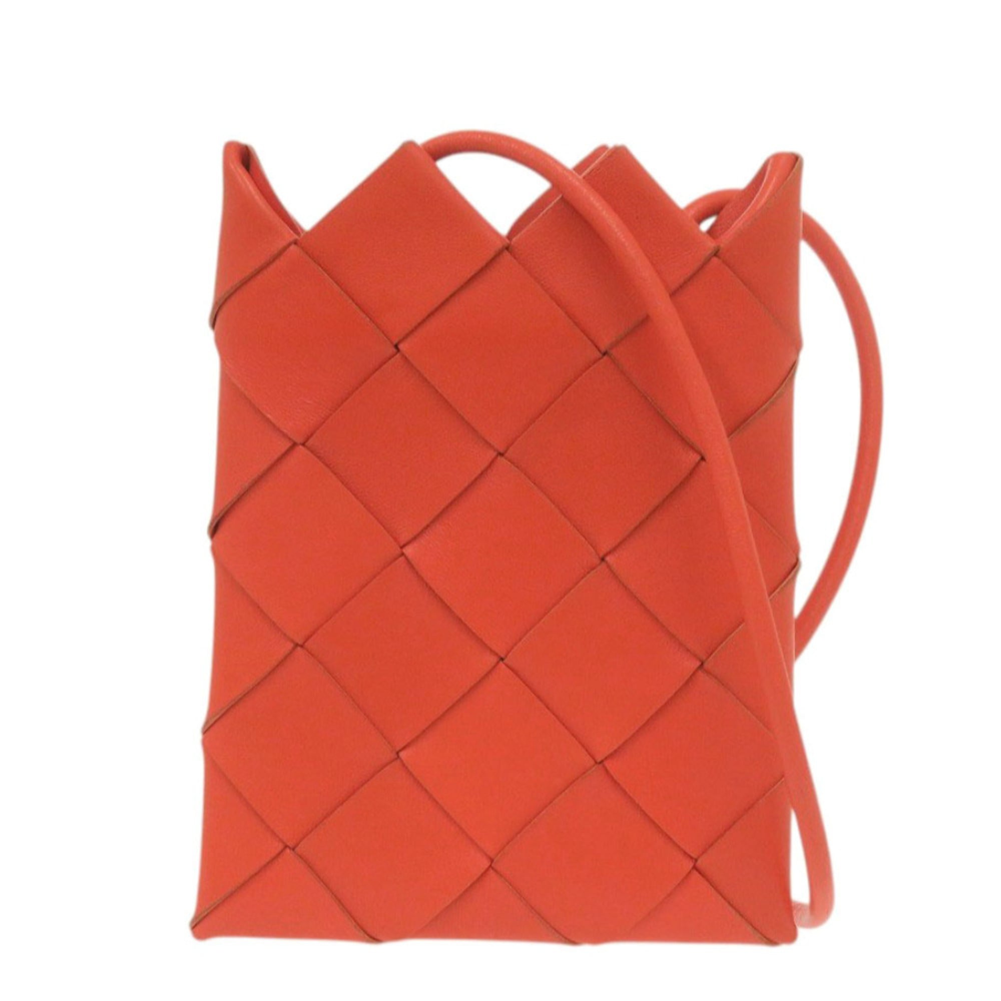 Bottega Veneta Orange Intrecciato Shoulder Bag (Pre-Owned)