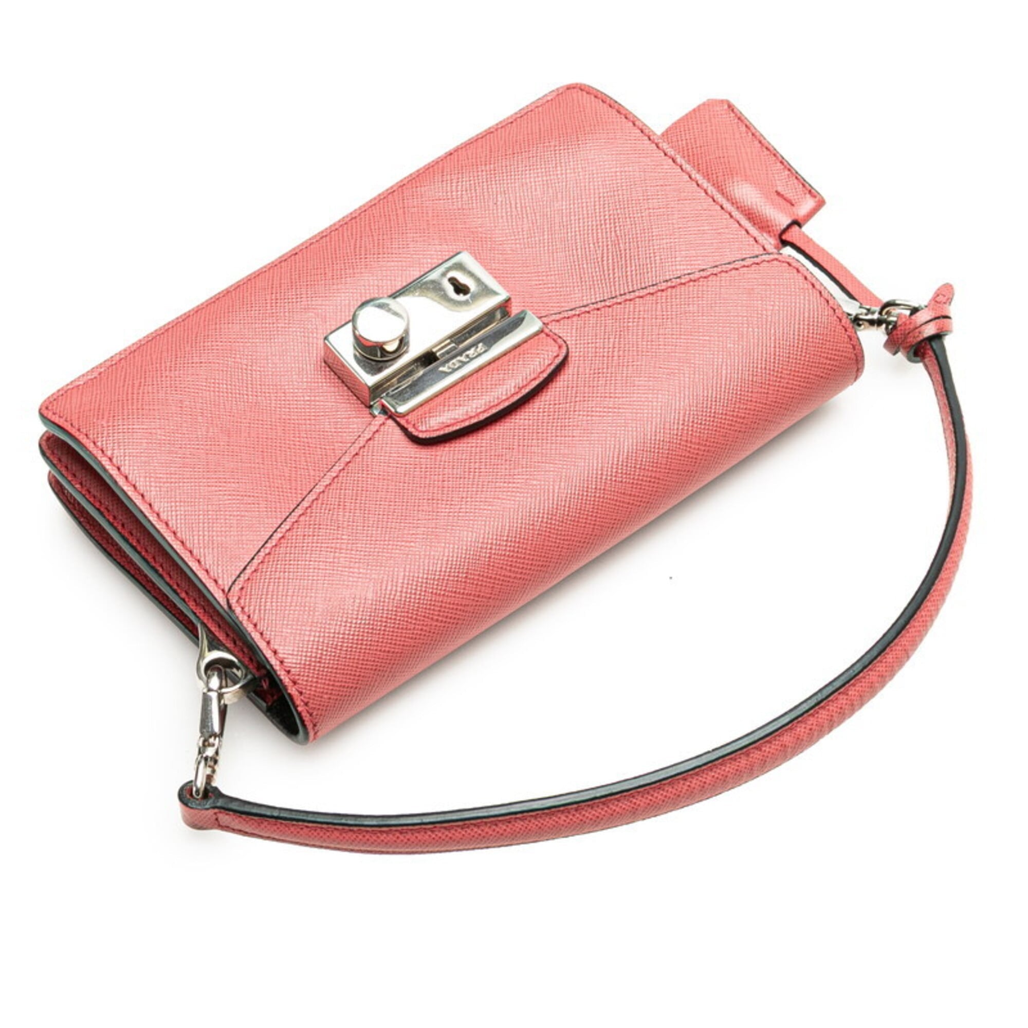 Prada Pink Leather Handbag Shoulder Bag (Pre-Owned)
