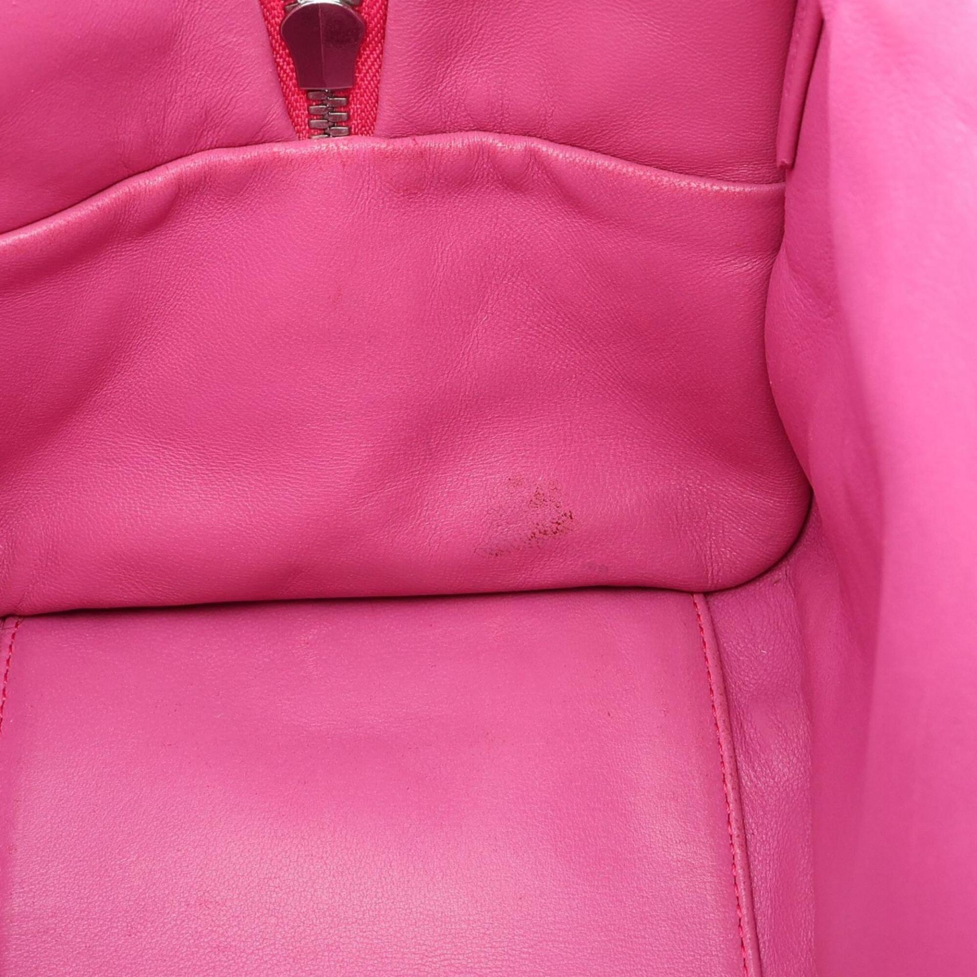 Loewe Brown Pink Red Color Leather Handbag (Pre-Owned)