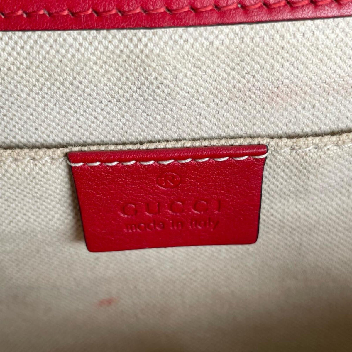 Gucci Red Color Leather Handbag Shoulder Bag (Pre-Owned)