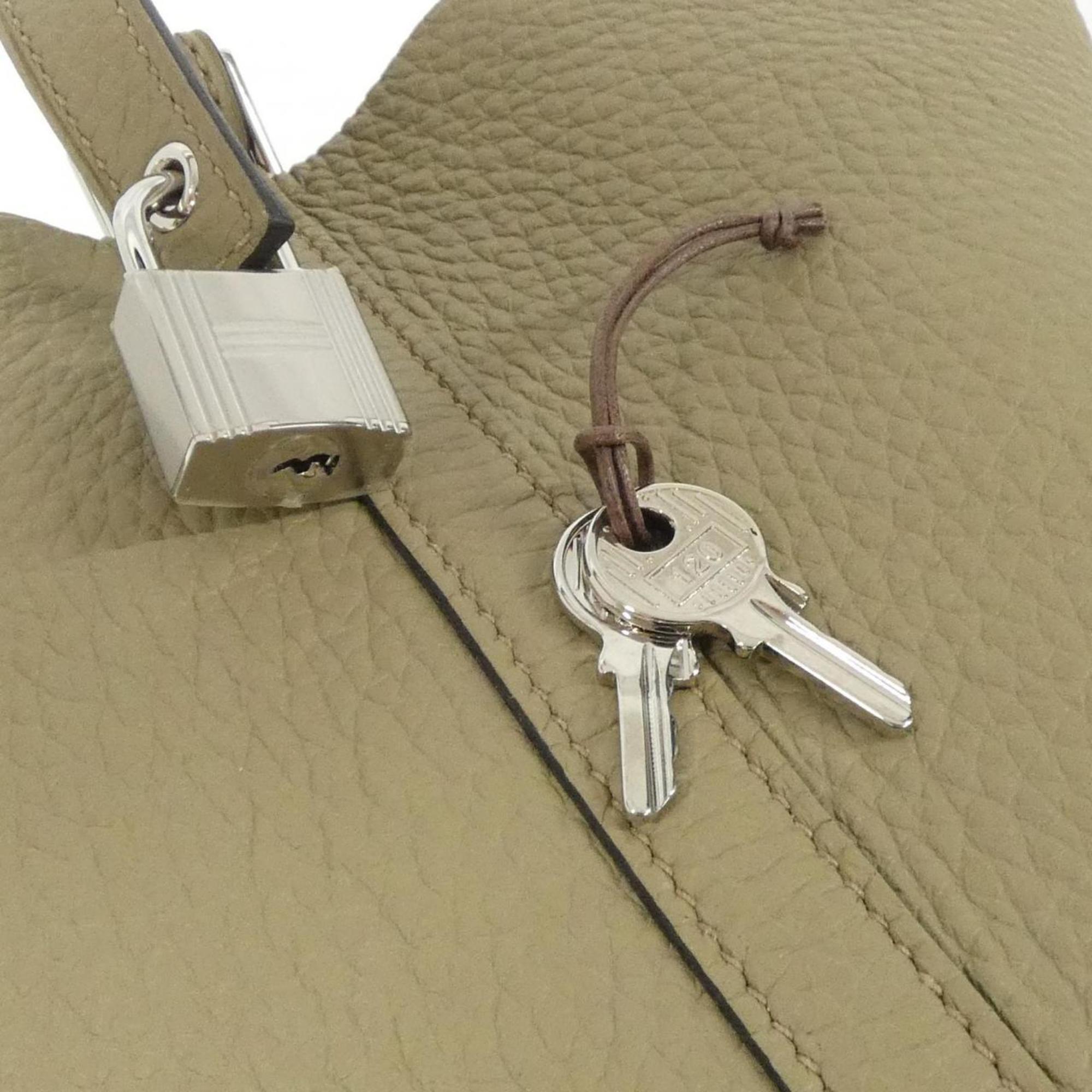 Hermes Picotin Beige Taurillon Clemence Leather Handbag (Pre-Owned)