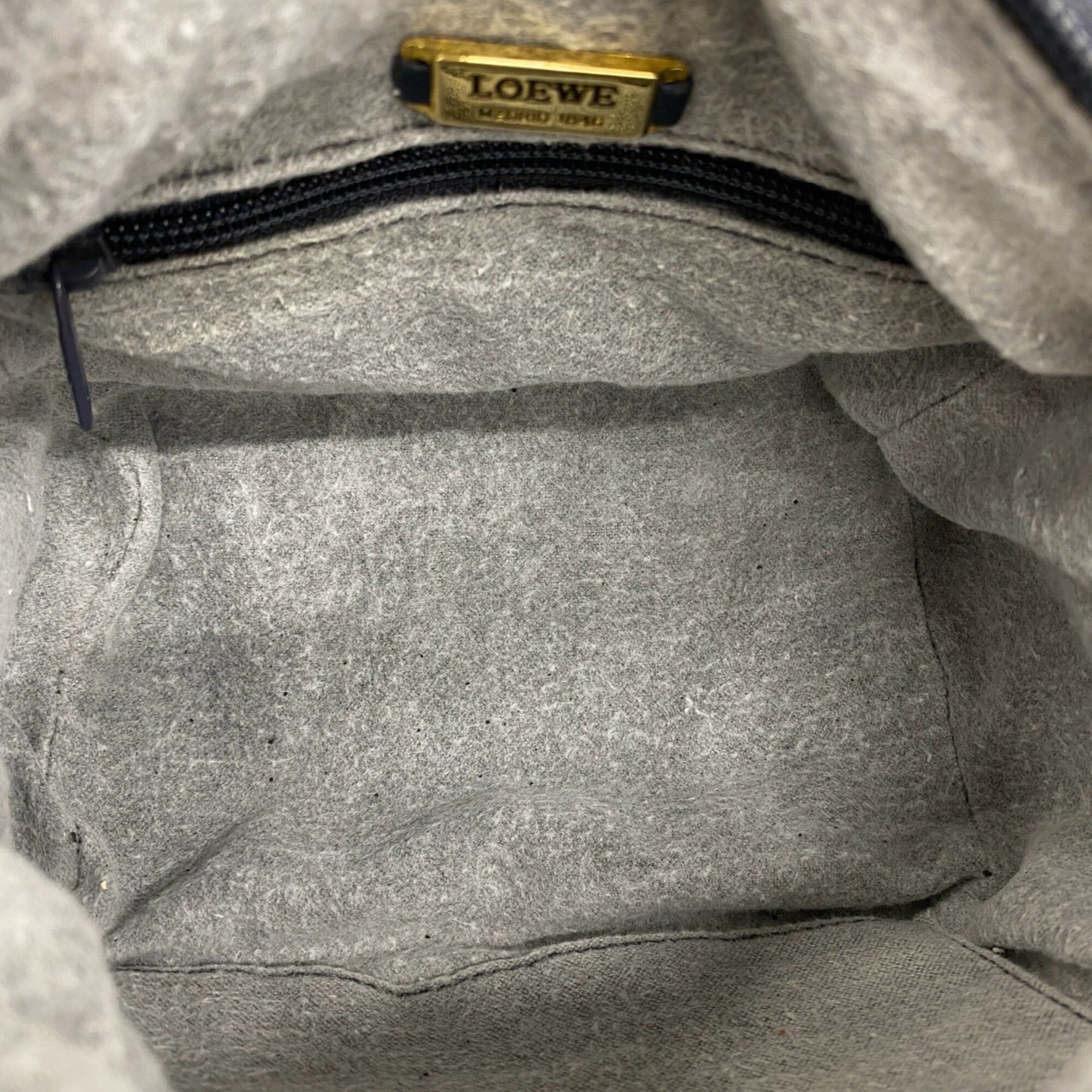 Loewe Navy Leather Boston Bag Handbag (Pre-Owned)
